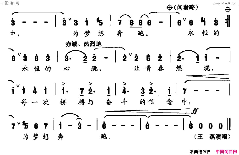 永恒的心跳简谱-王燕演唱-郭凤/郭凤词曲1