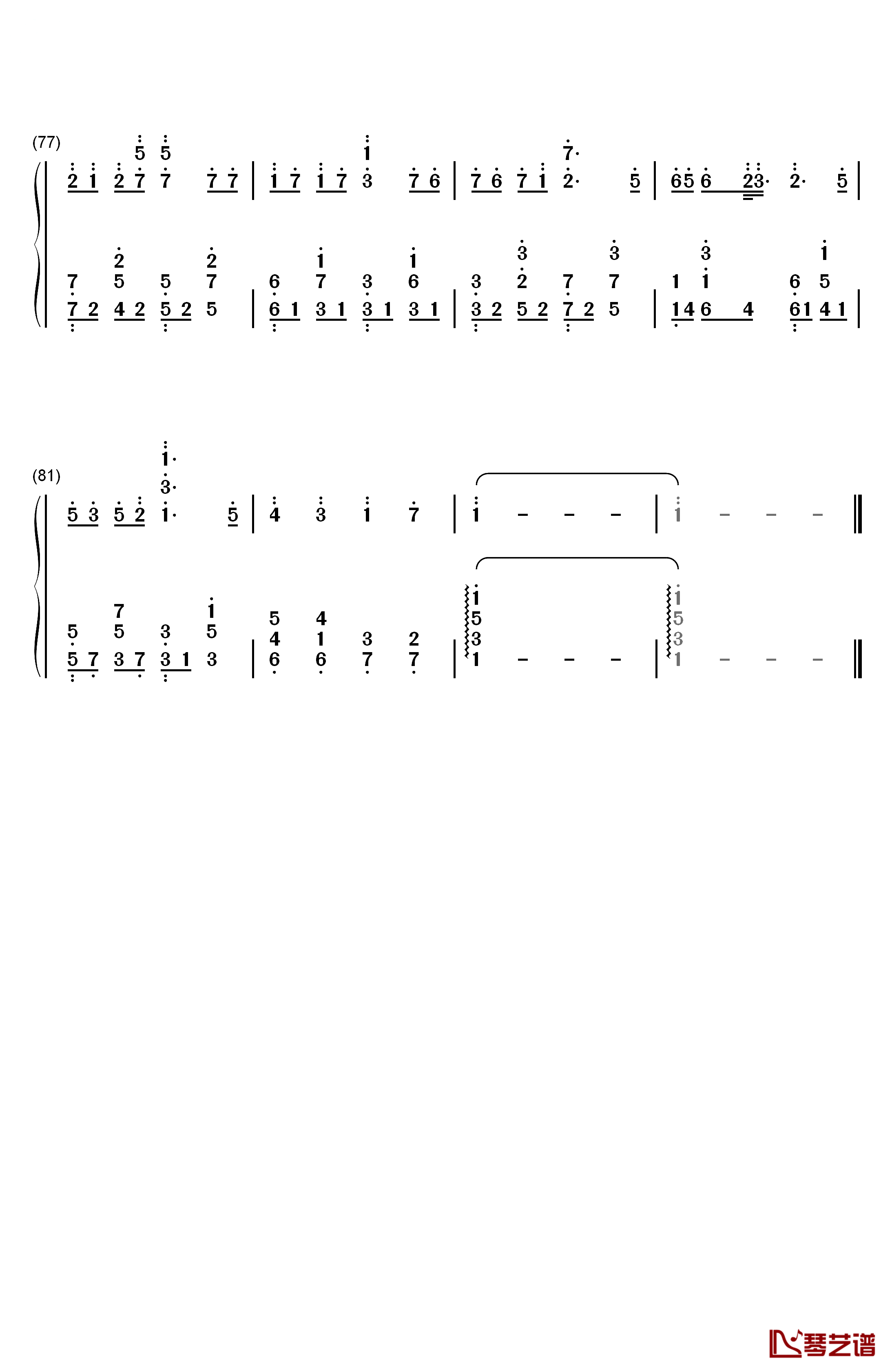 佛系少女钢琴简谱-数字双手-冯提莫5