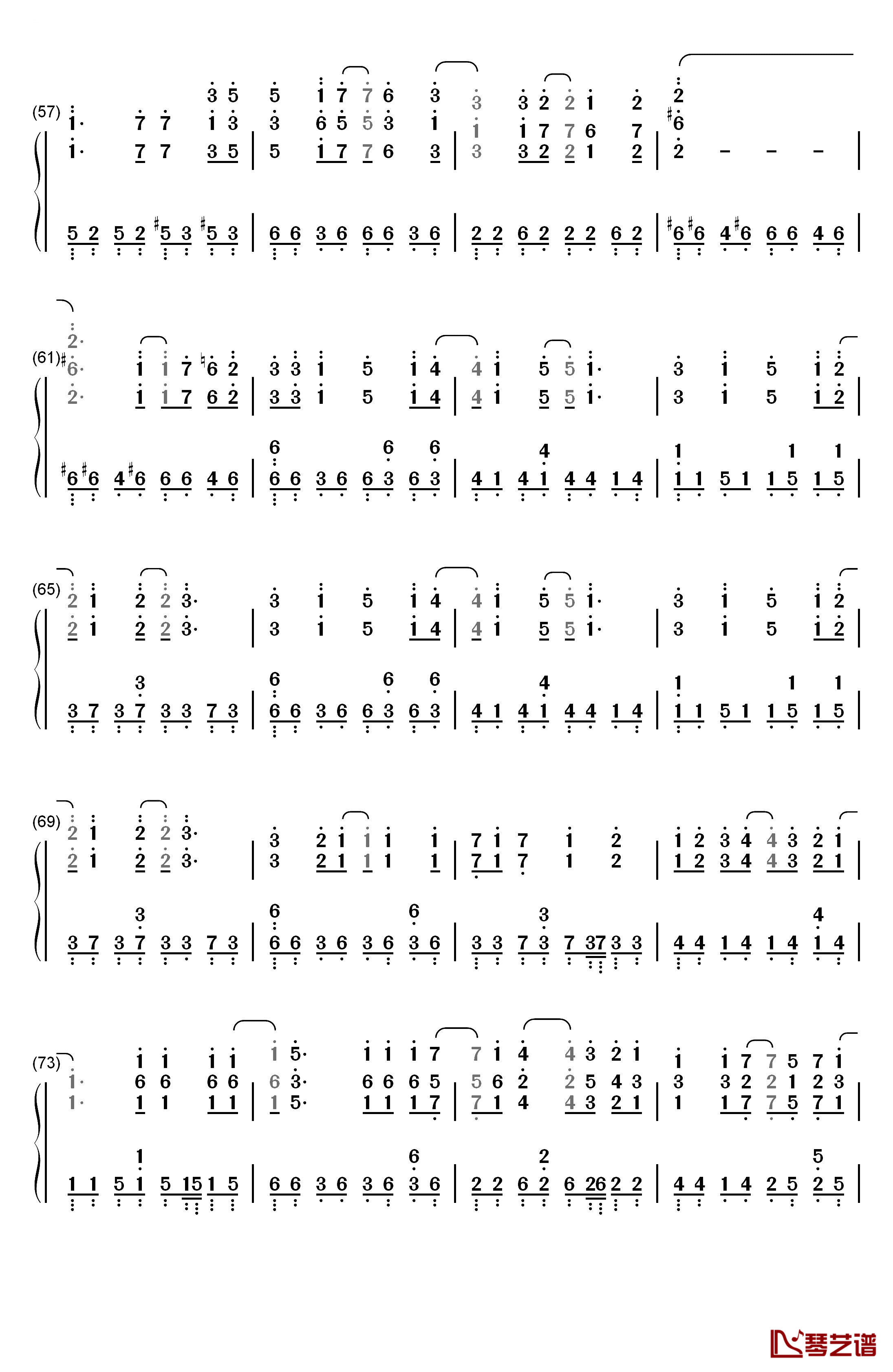 終わりの世界から钢琴简谱-数字双手-麻枝准  やなぎなぎ4