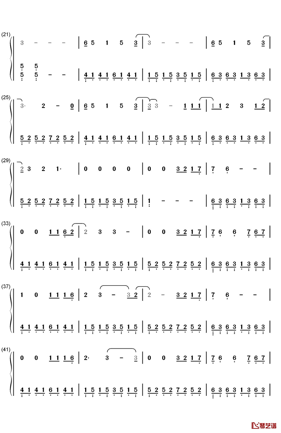 Lions!钢琴简谱-数字双手-Lights2