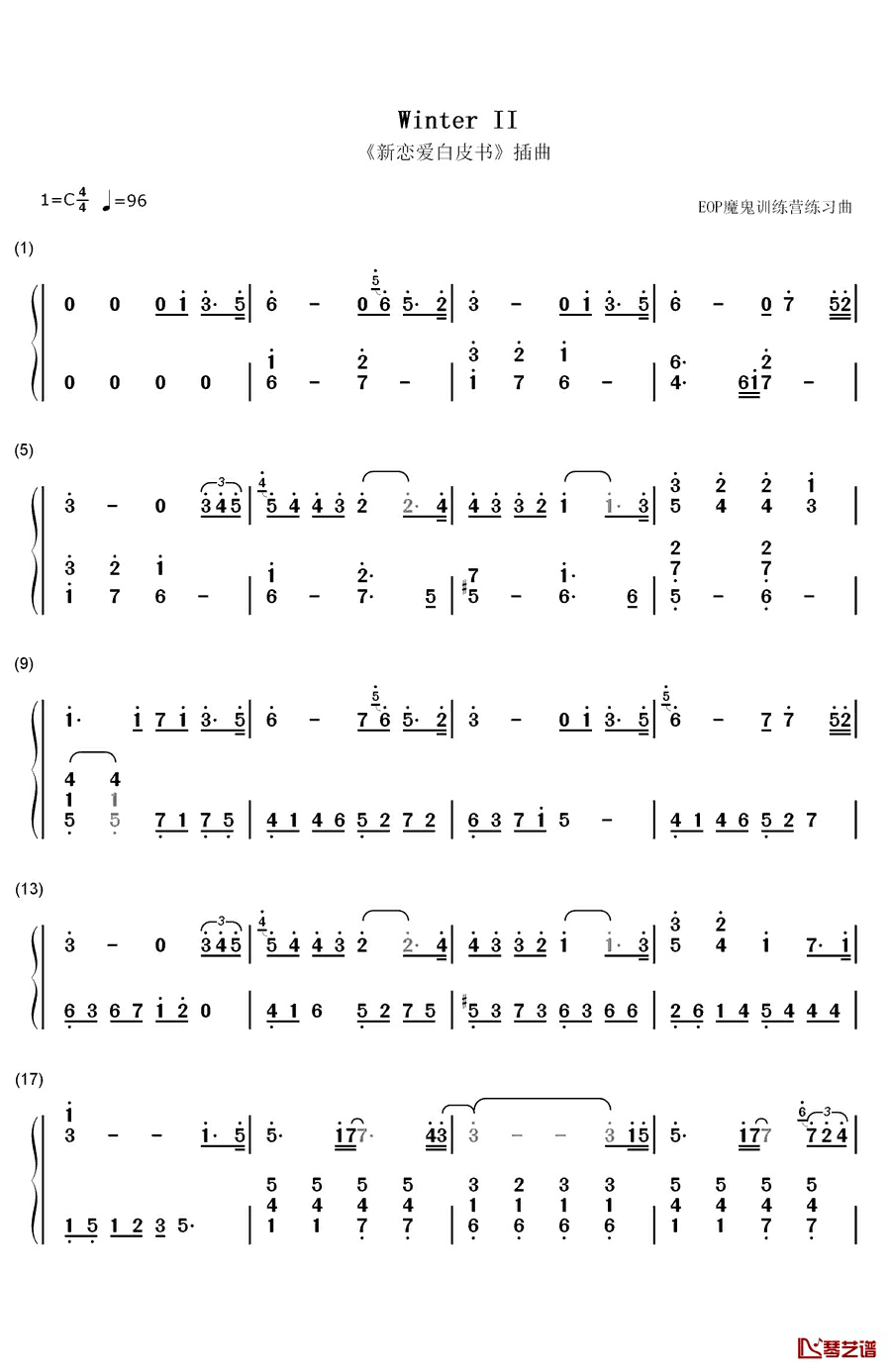 Winter II钢琴简谱-数字双手-Be Factory1