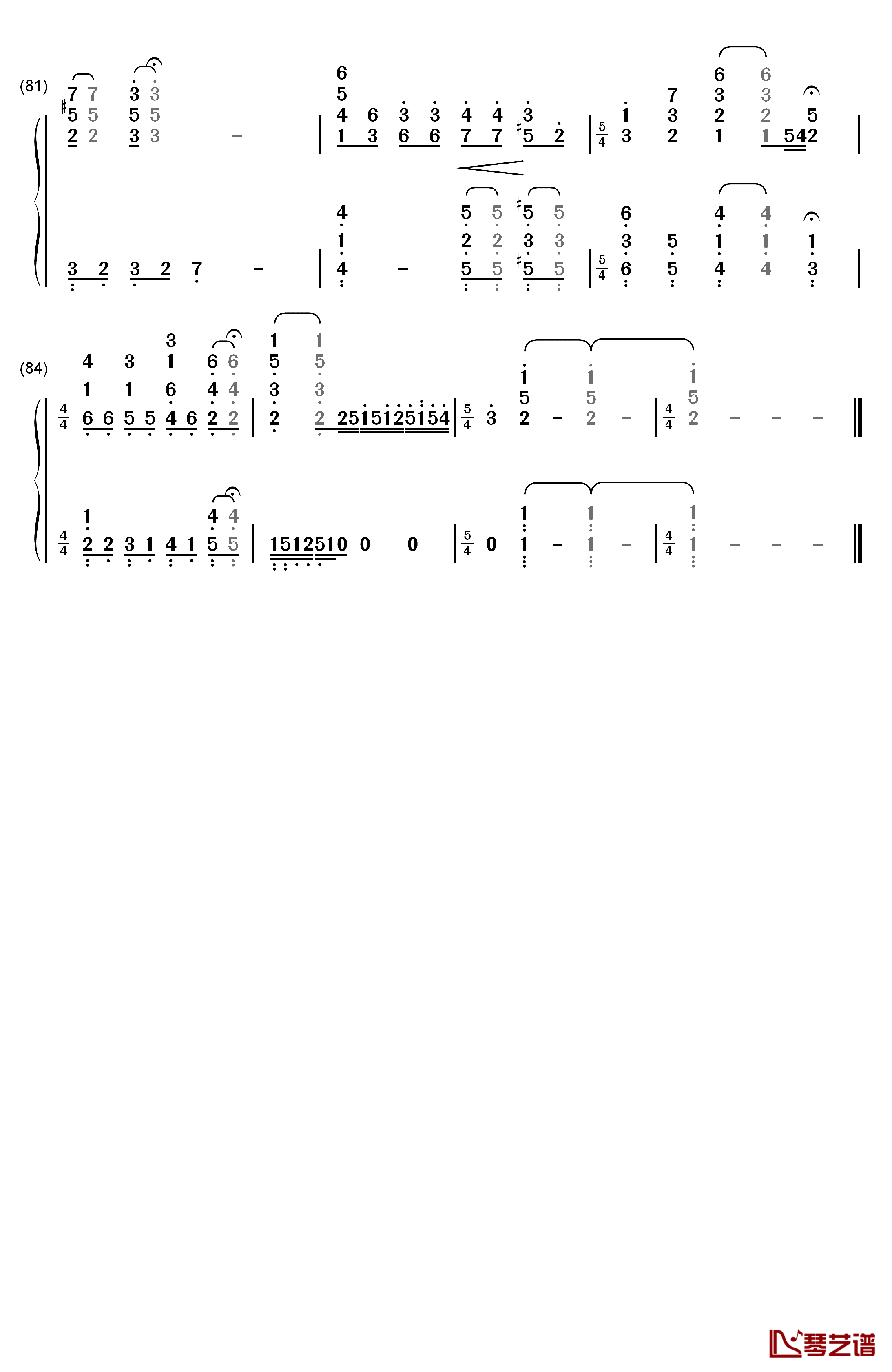小星星幻想曲钢琴简谱-数字双手-V.K克5