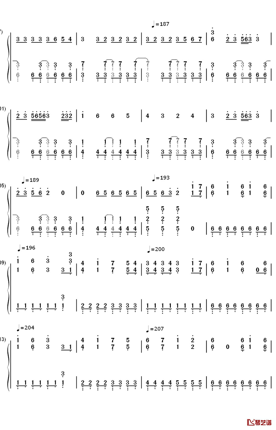 十面相钢琴简谱-数字双手-GUMI6