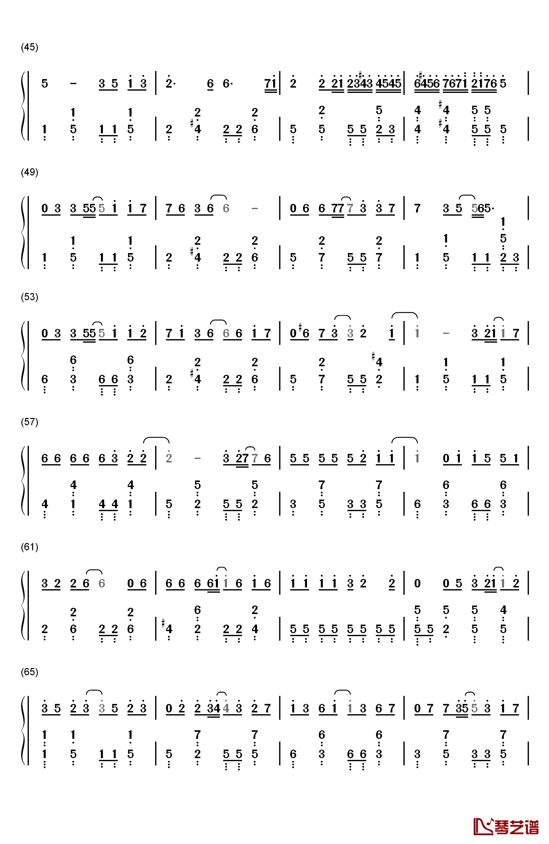 小幸运钢琴简谱-数字双手-Hebe  田馥甄3