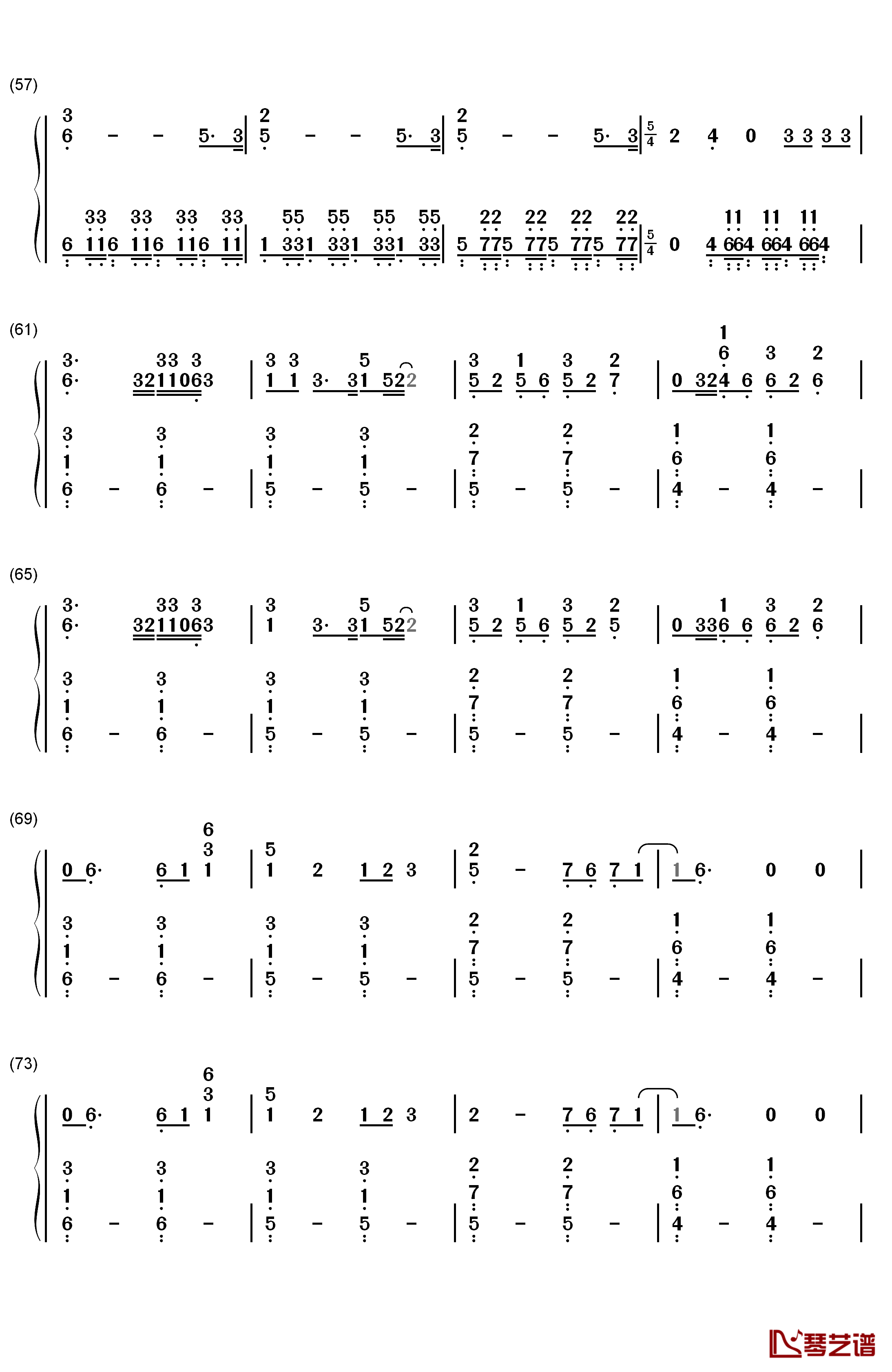 Counting Stars钢琴简谱-数字双手-OneRepublic4