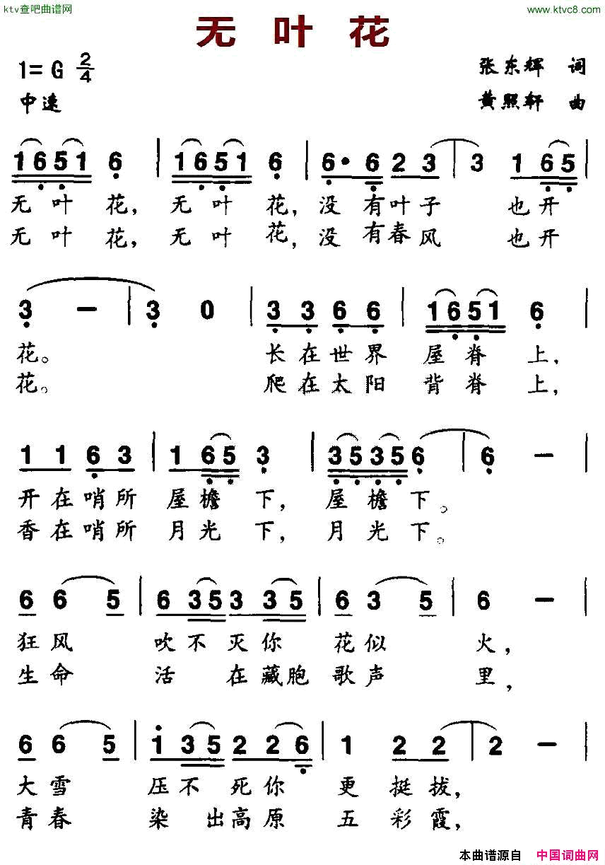 无叶花简谱1