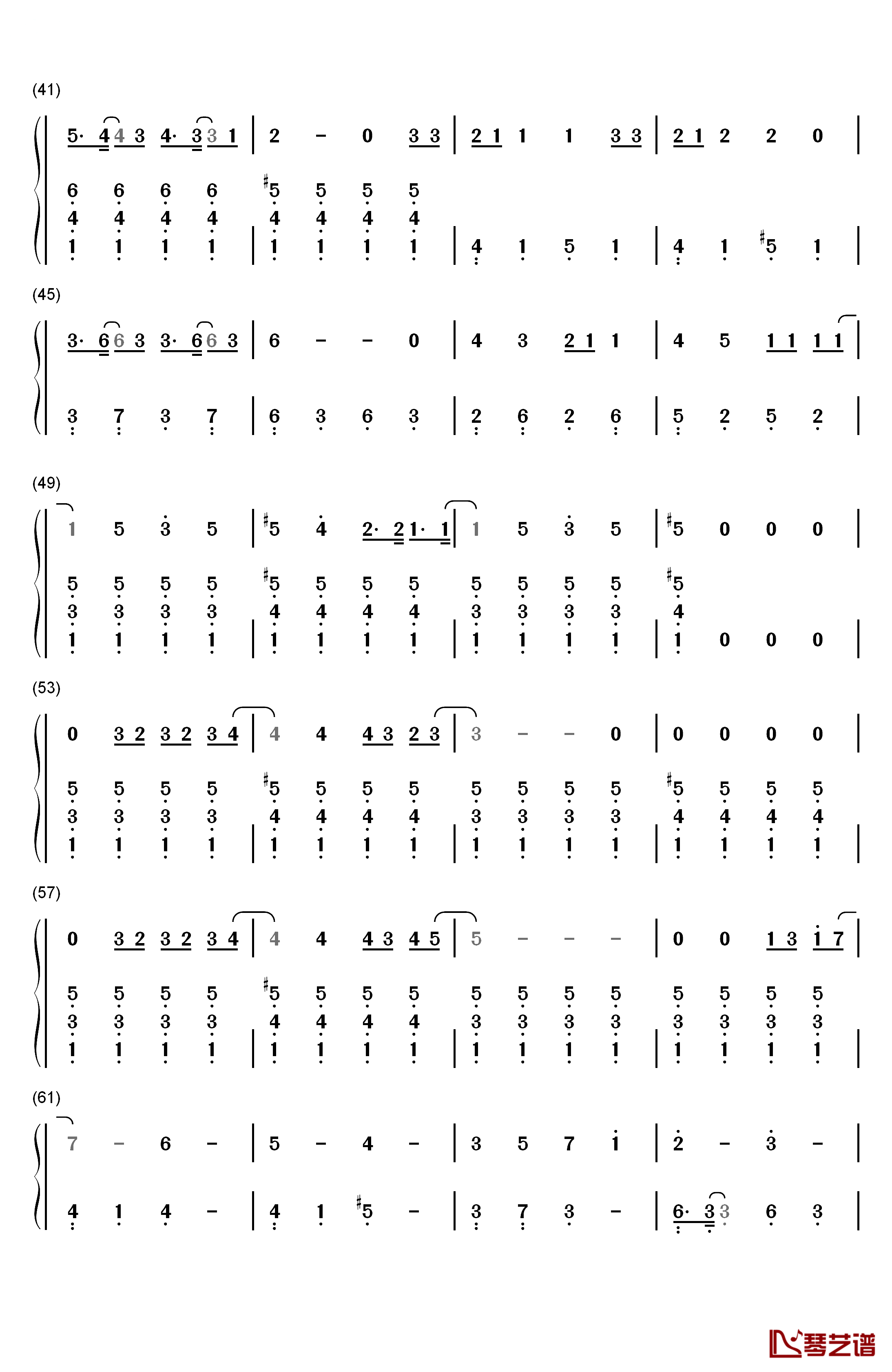 니가 내려와你下来吧钢琴简谱-数字双手-Jellyfish家族3