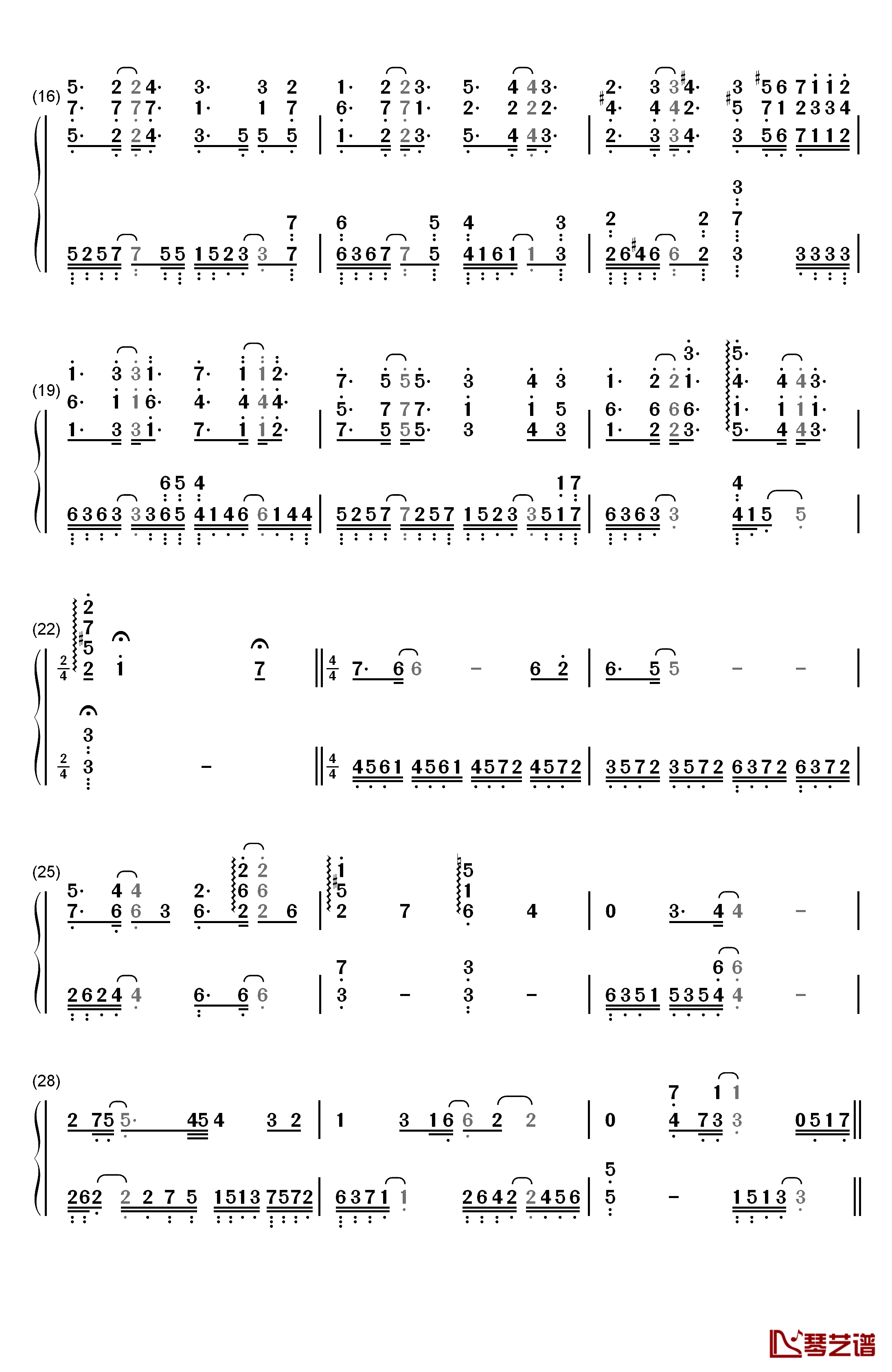 Lydia钢琴简谱-数字双手-飞儿乐团  F.I.R2
