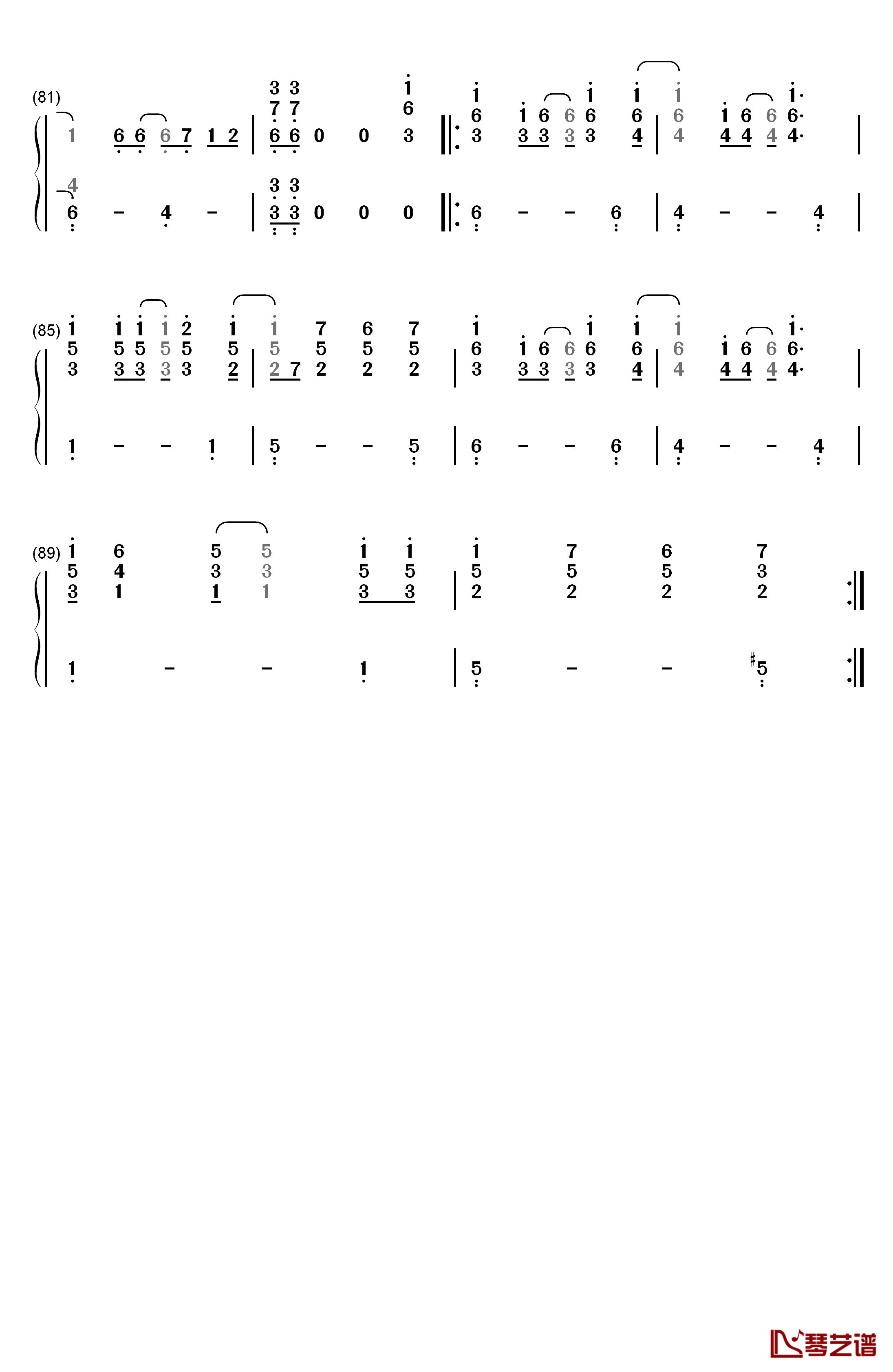 没离开过钢琴简谱-数字双手-林志炫5