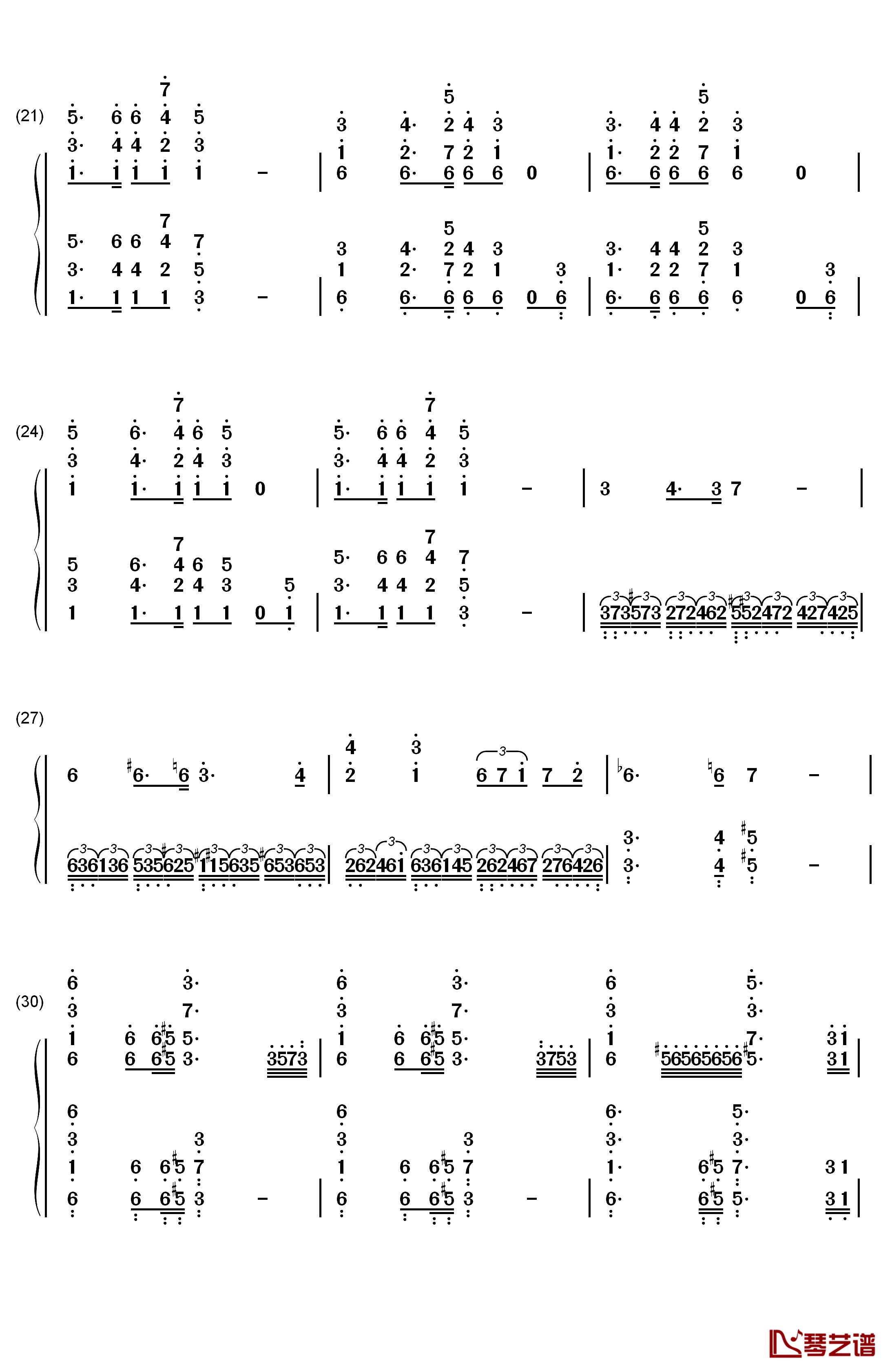 格里格钢琴变奏曲钢琴简谱-数字双手-马克西姆3