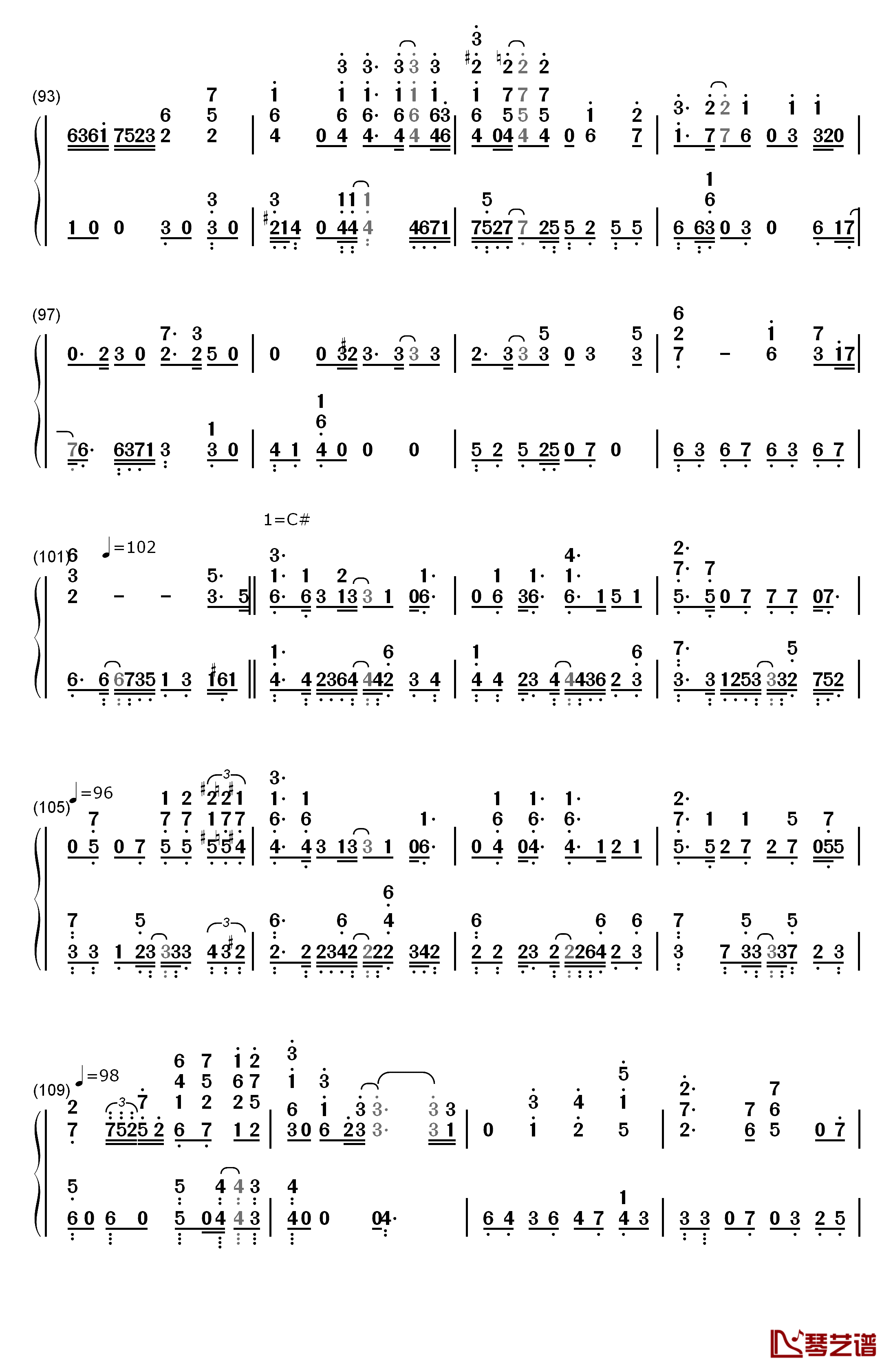 鸟之诗钢琴简谱-数字双手-Lia6