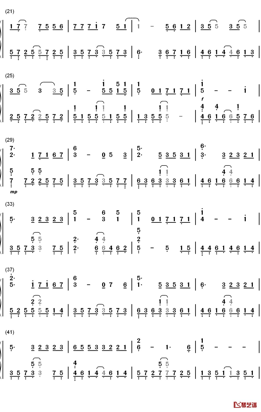 离人钢琴简谱-数字双手-林志炫2