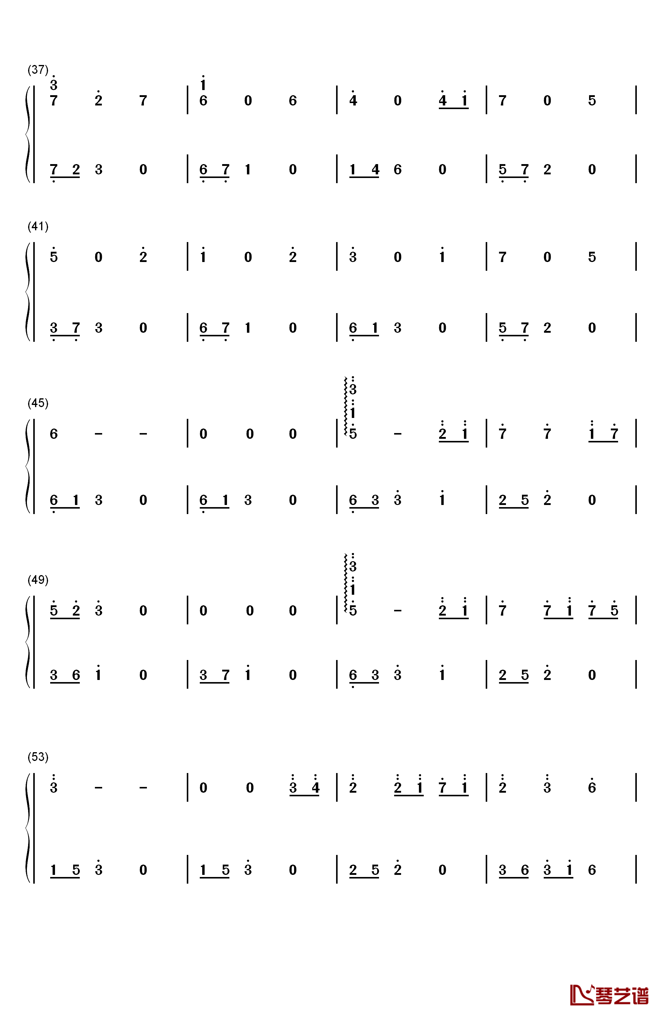 月光彼岸钢琴简谱-数字双手-Music゛◆ Kゝ3