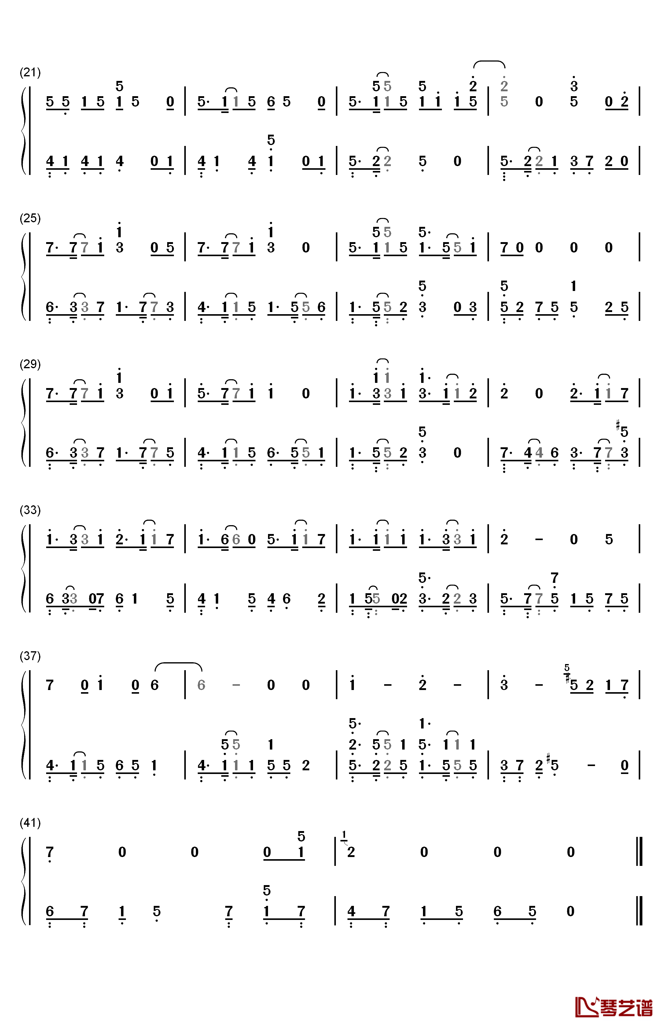 Promise钢琴简谱-数字双手-EXO 张艺兴2