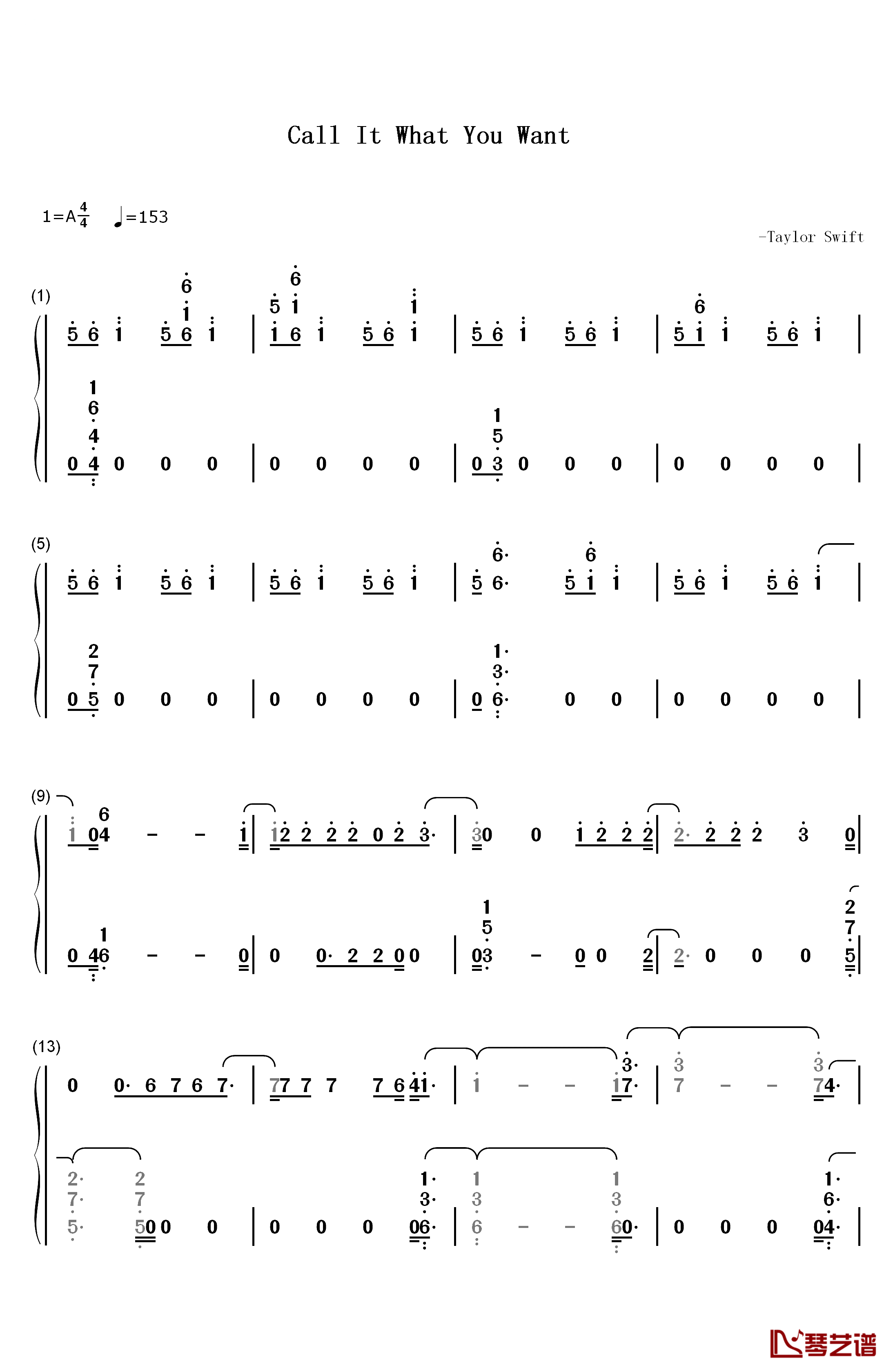 Call It What You Want钢琴简谱-数字双手-Taylor Swift1