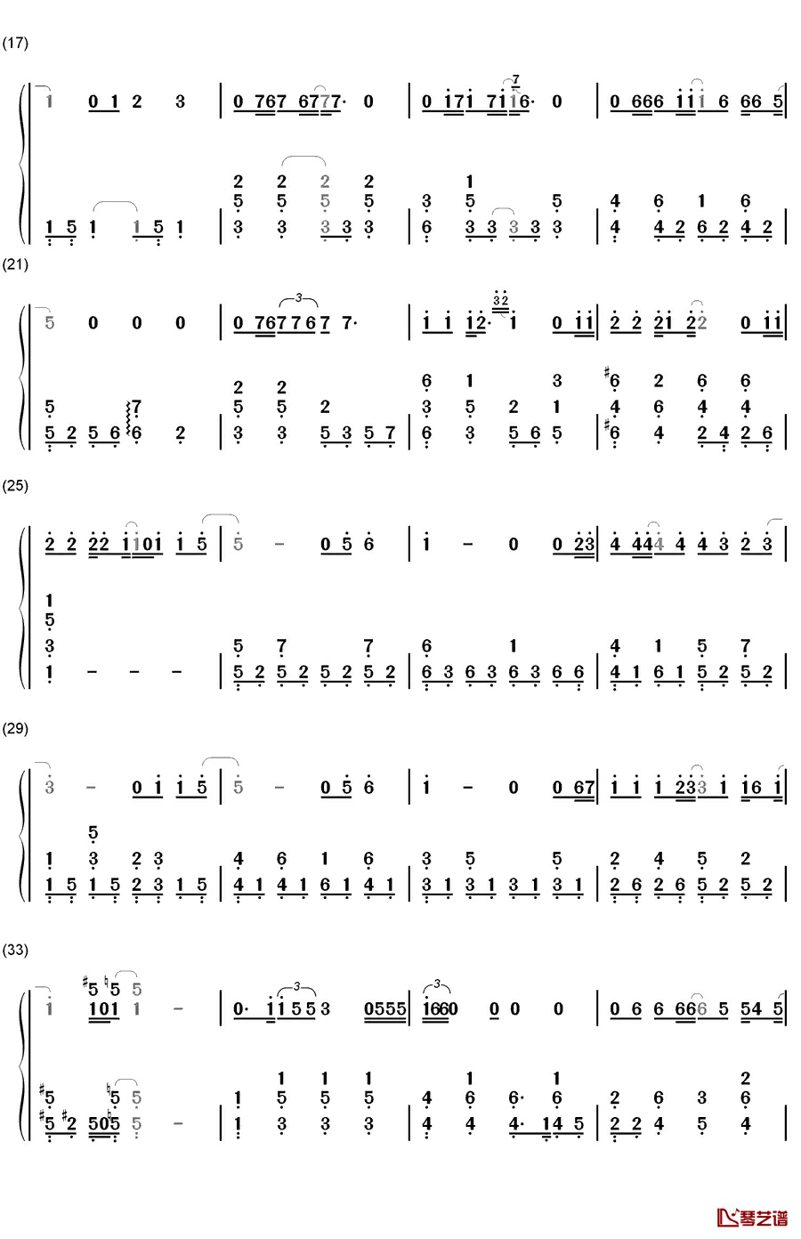 很奇怪我爱你钢琴简谱-数字双手-张杰2