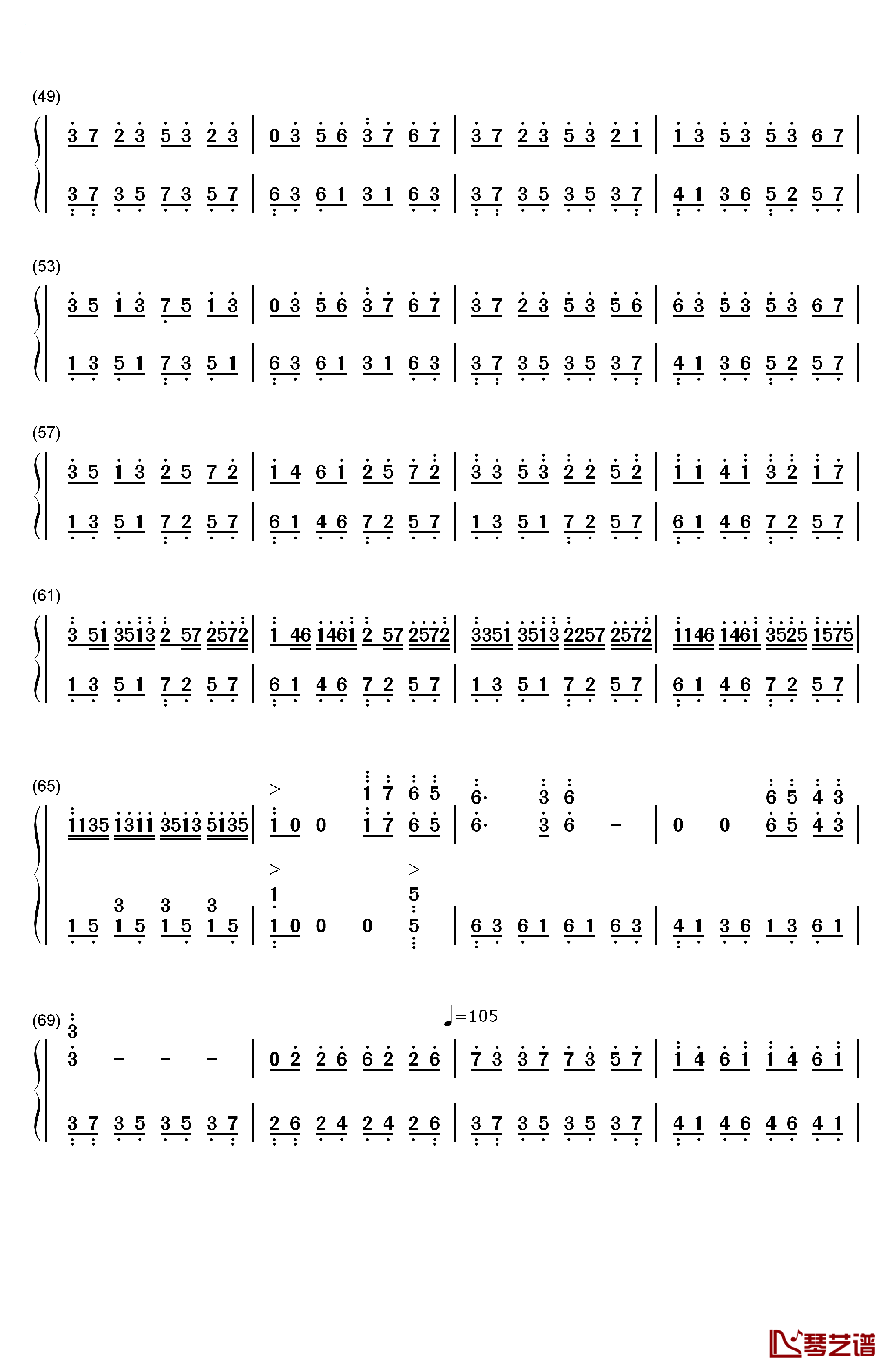 自由的生活钢琴简谱-数字双手-克莱德曼3