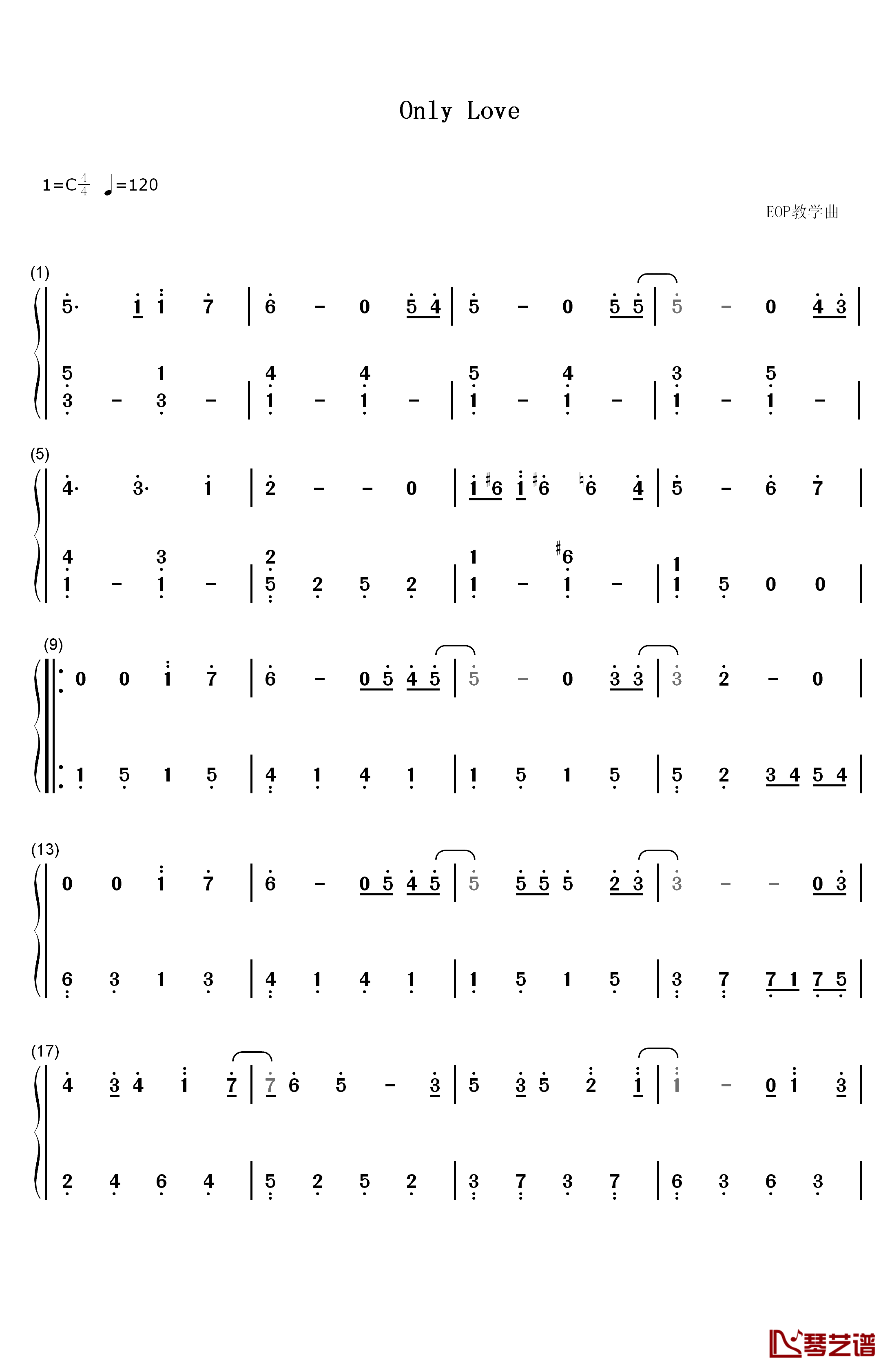 Only Love钢琴简谱-数字双手-Trademark1