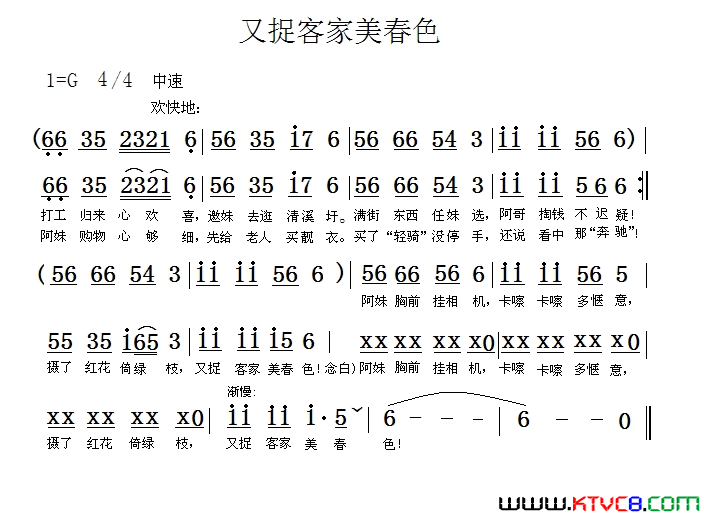 又捉客家美春色简谱1