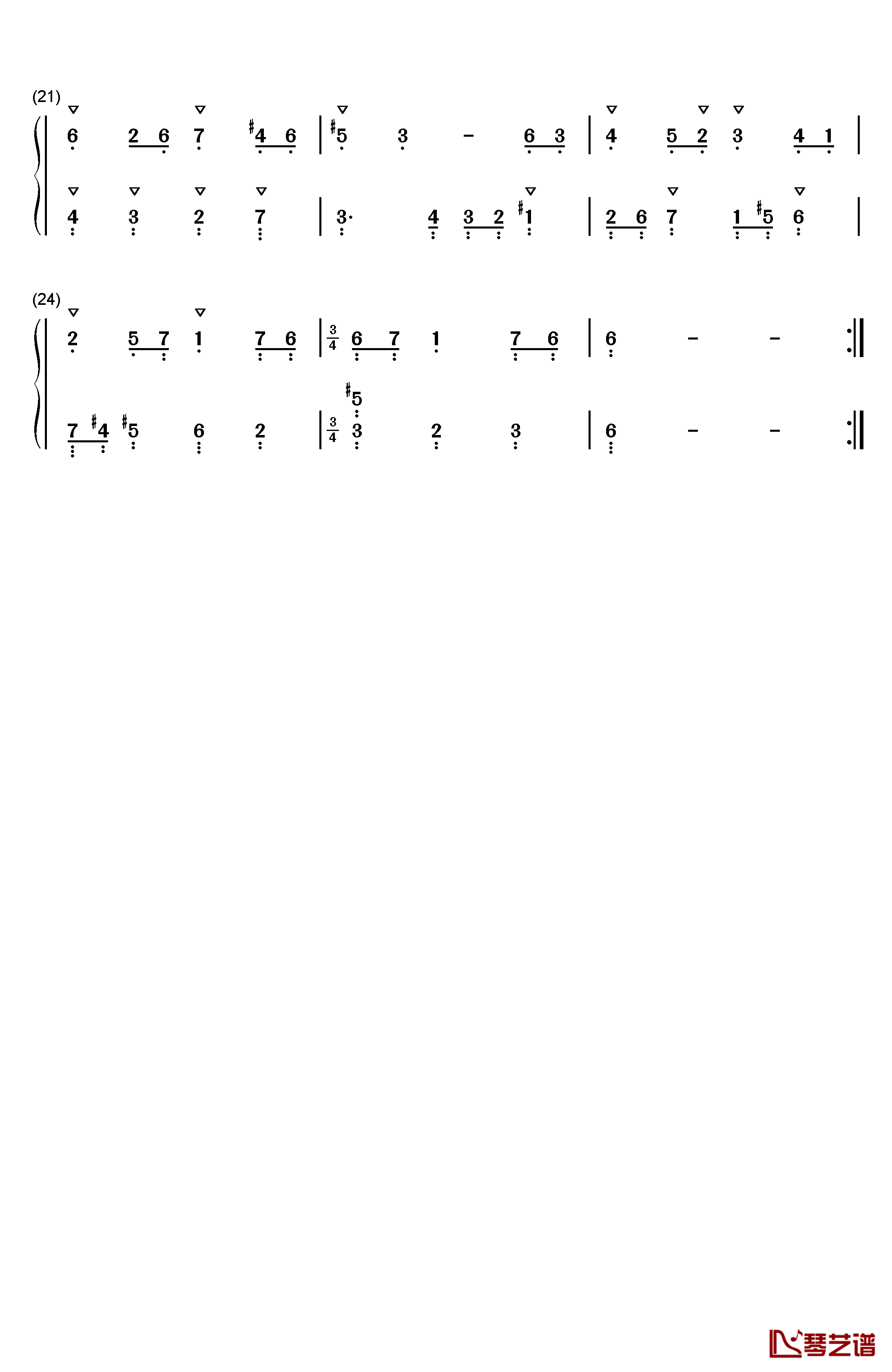 布列舞曲 12钢琴简谱-数字双手-巴赫2