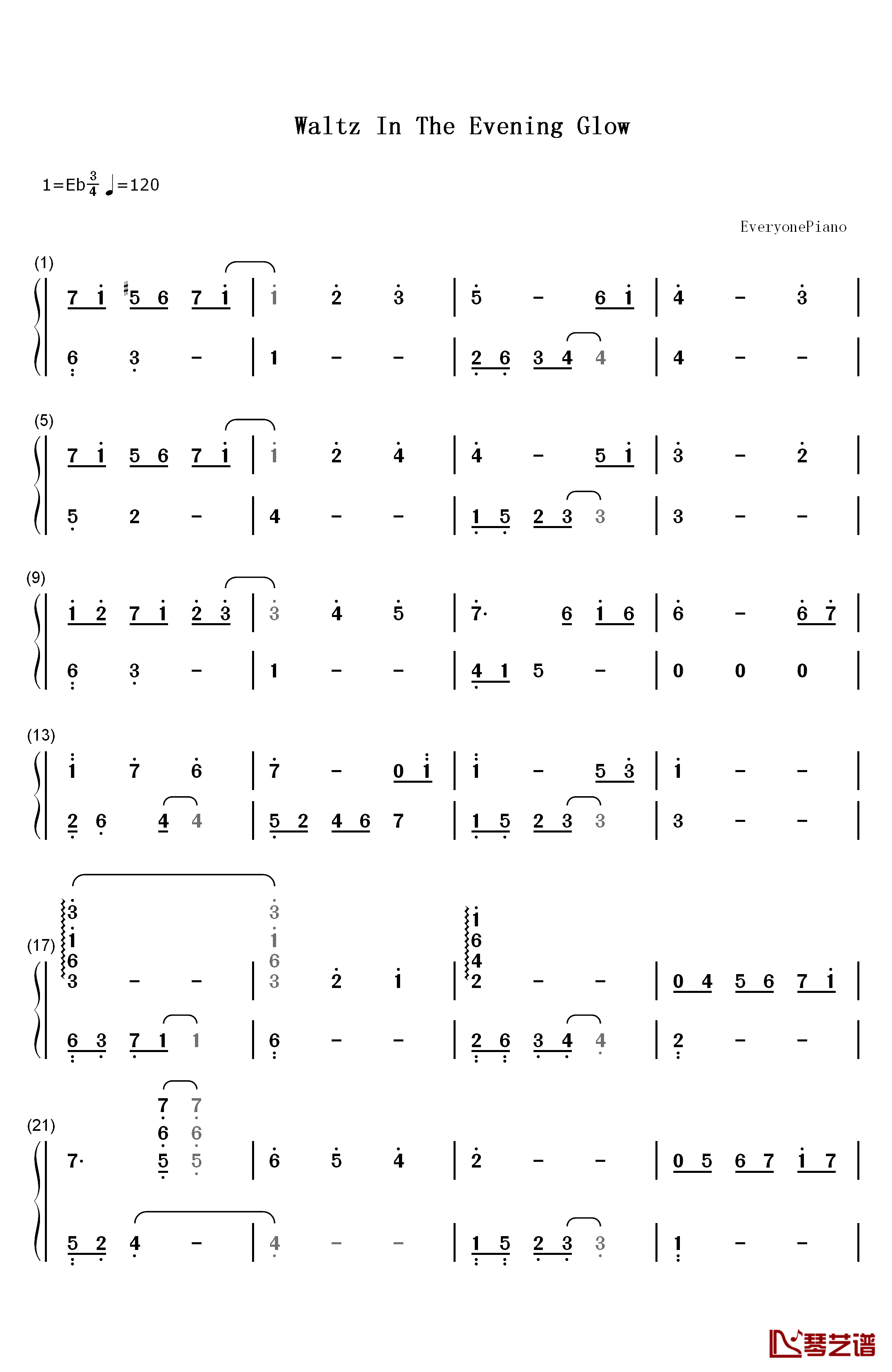 Waltz In The Evening Glow钢琴简谱-数字双手-加古隆1