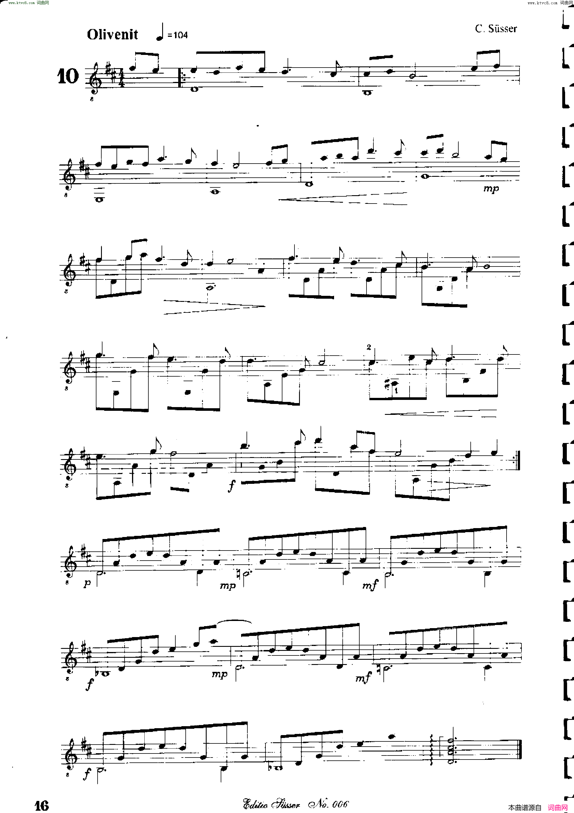 Classical guitar－Susser Ctibor_No 6, Fantazie ze sveta mineralu简谱1