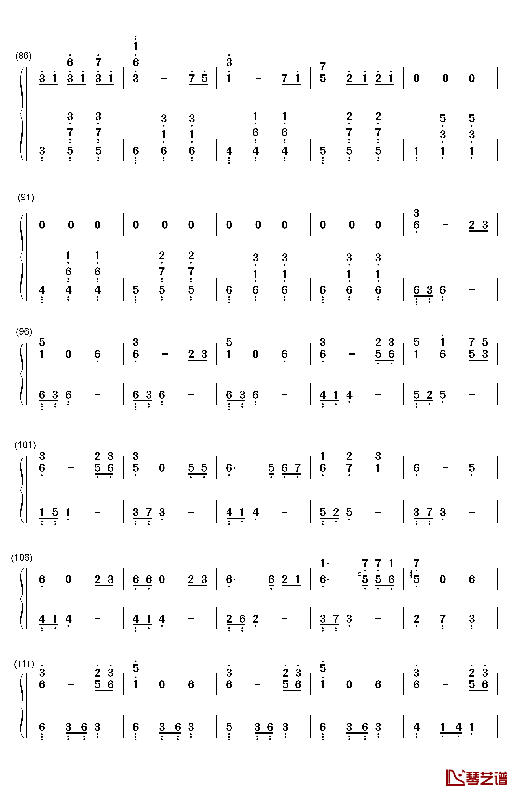 四季折の羽钢琴简谱-数字双手-鏡音リン  鏡音レン4