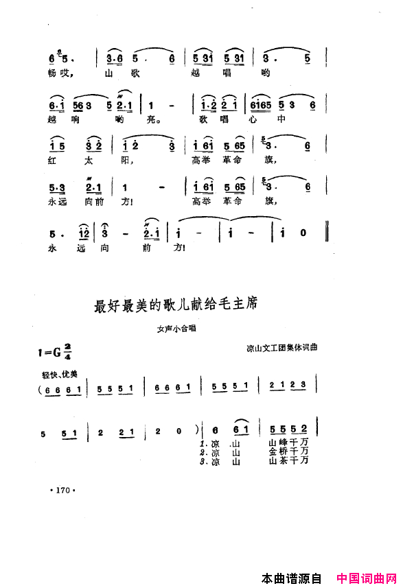 毛泽东之歌-红太阳歌曲集151-200简谱1