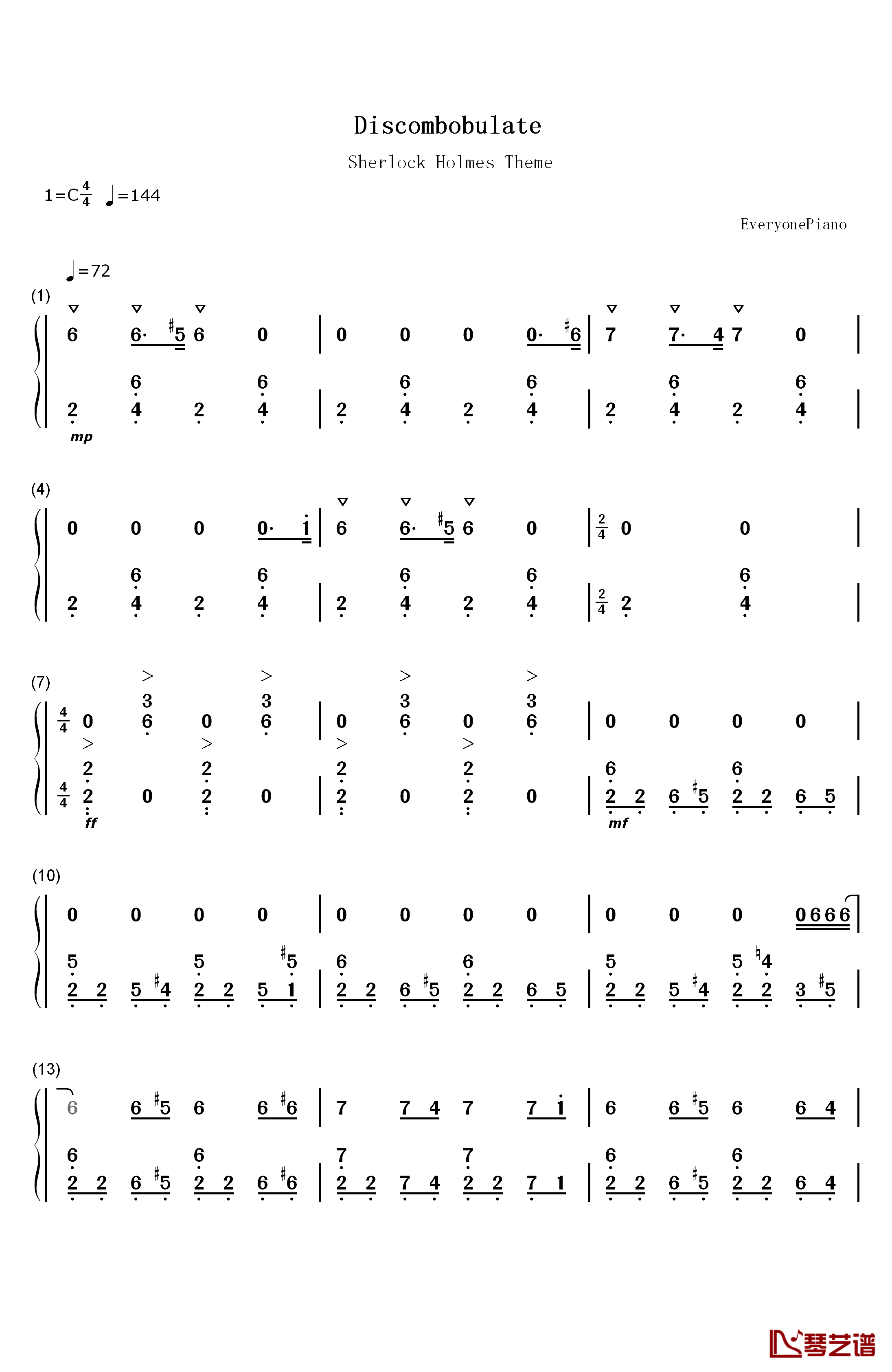 Discombobulate钢琴简谱-数字双手-Hans Zimmer1