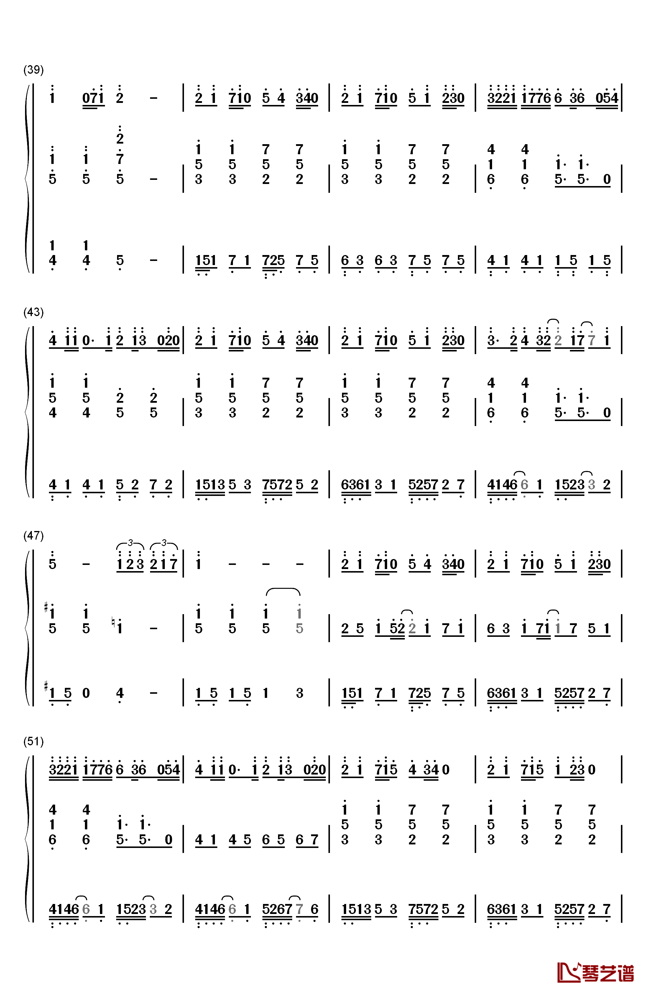 只对你说钢琴简谱-数字双手-林俊杰4