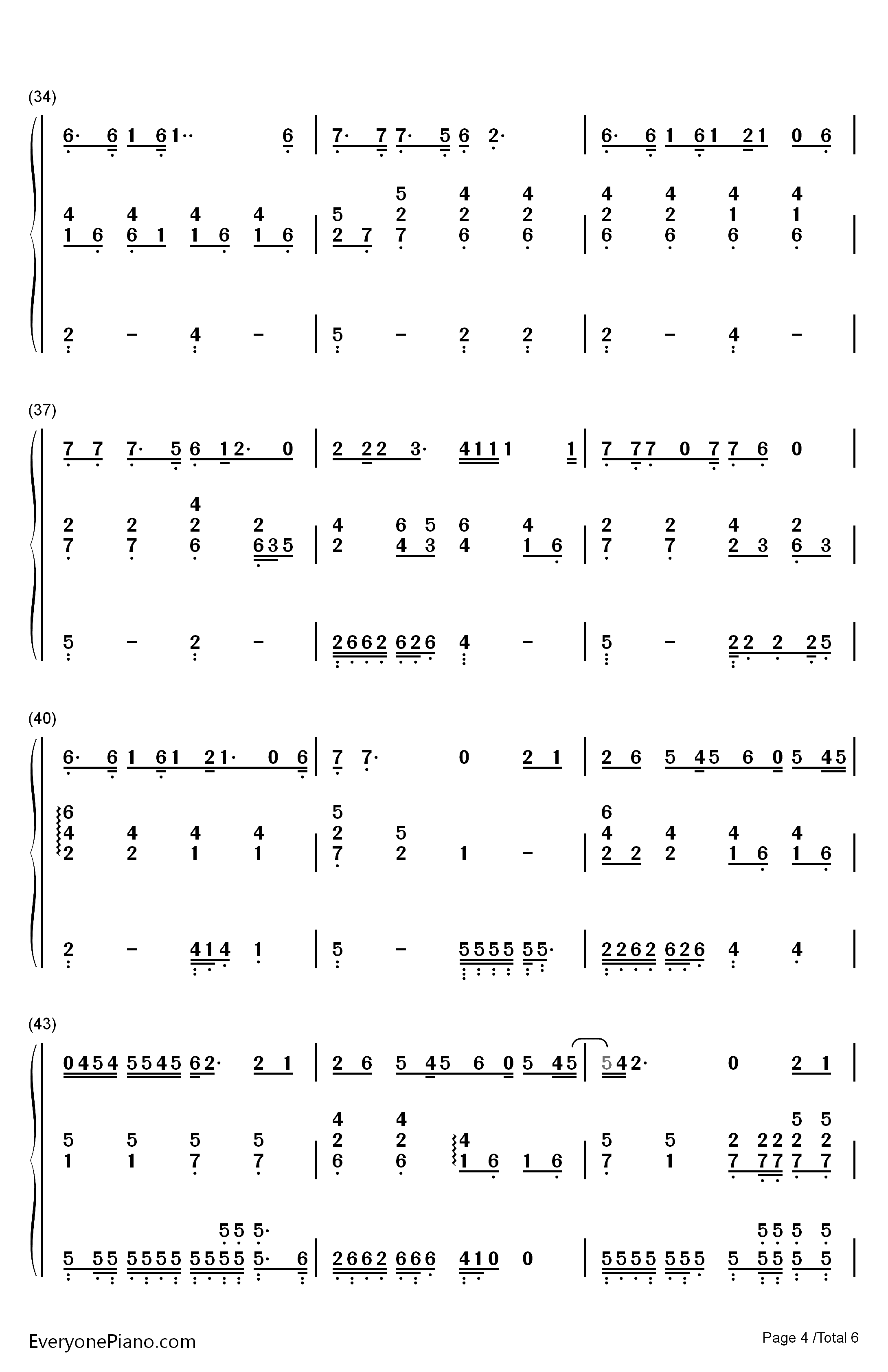 Let You Go钢琴简谱-数字双手-华晨宇4