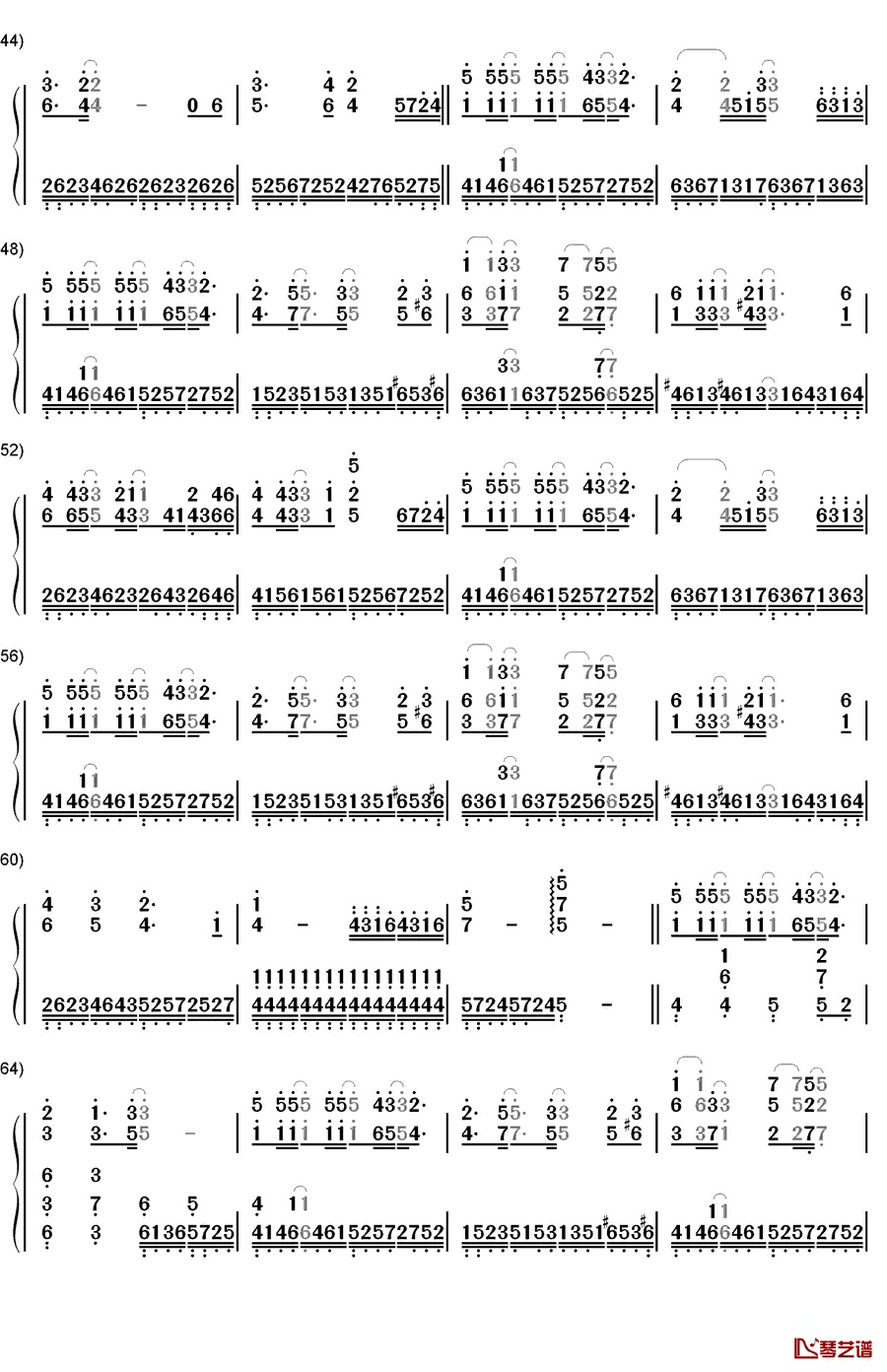 背叛钢琴简谱-数字双手-曹格3
