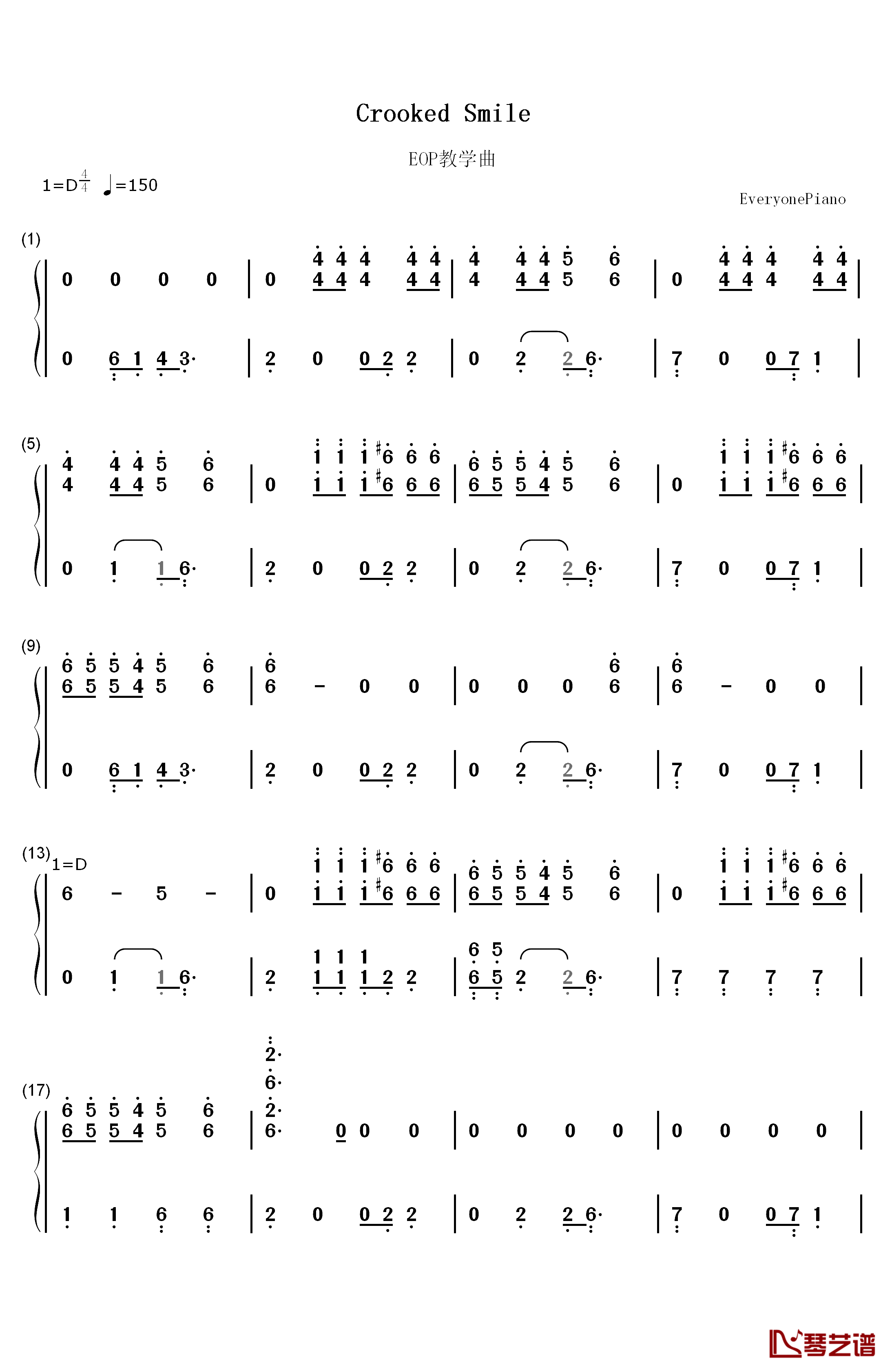 Crooked Smile钢琴简谱-数字双手-J. Cole1