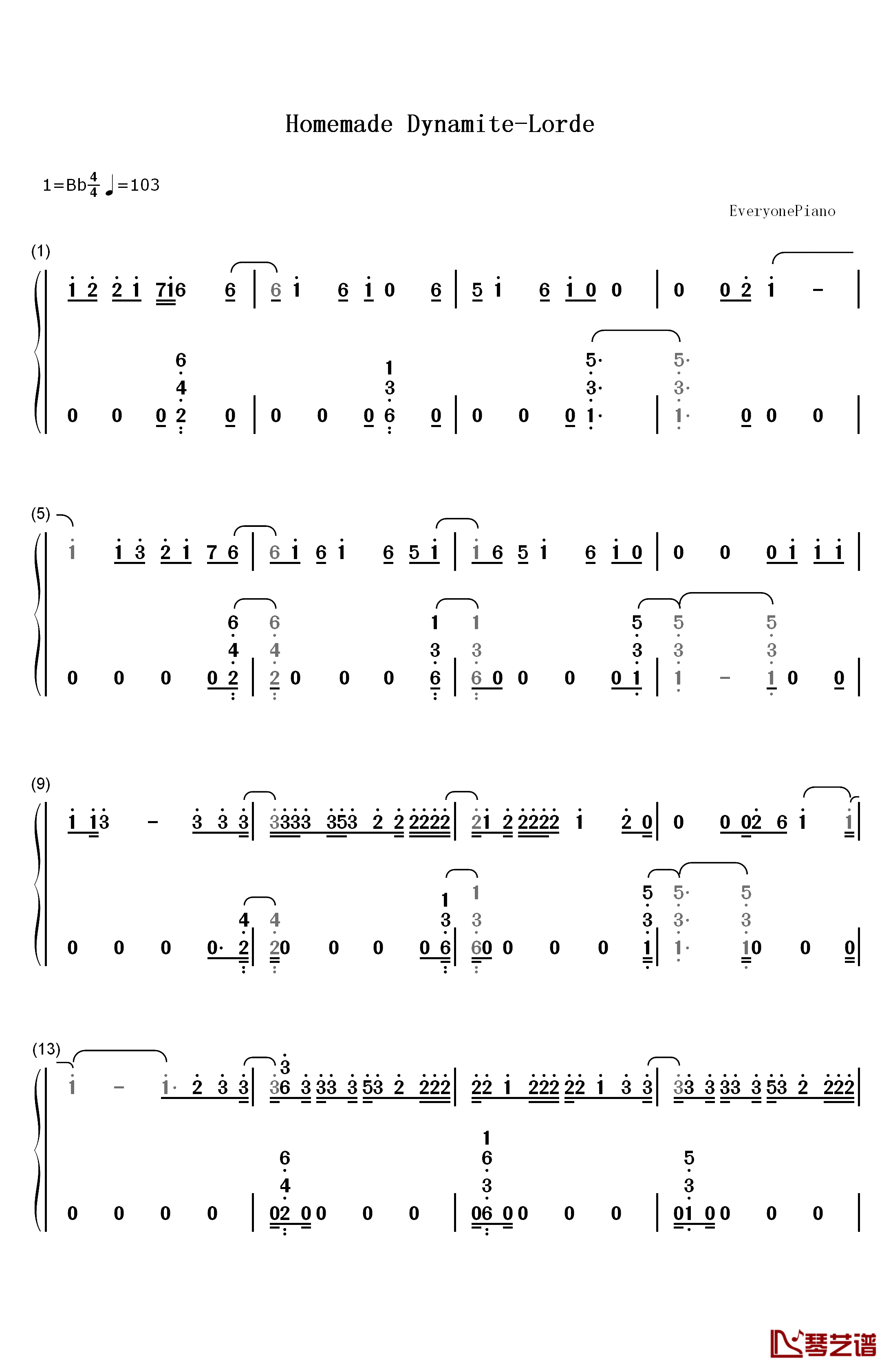 Homemade Dynamite钢琴简谱-数字双手-Lorde1