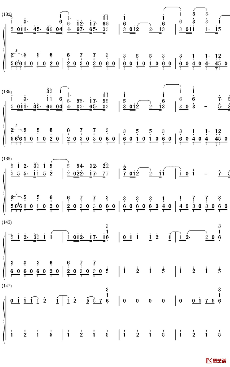 深海のリトルクライ钢琴简谱-数字双手-土岐麻子8