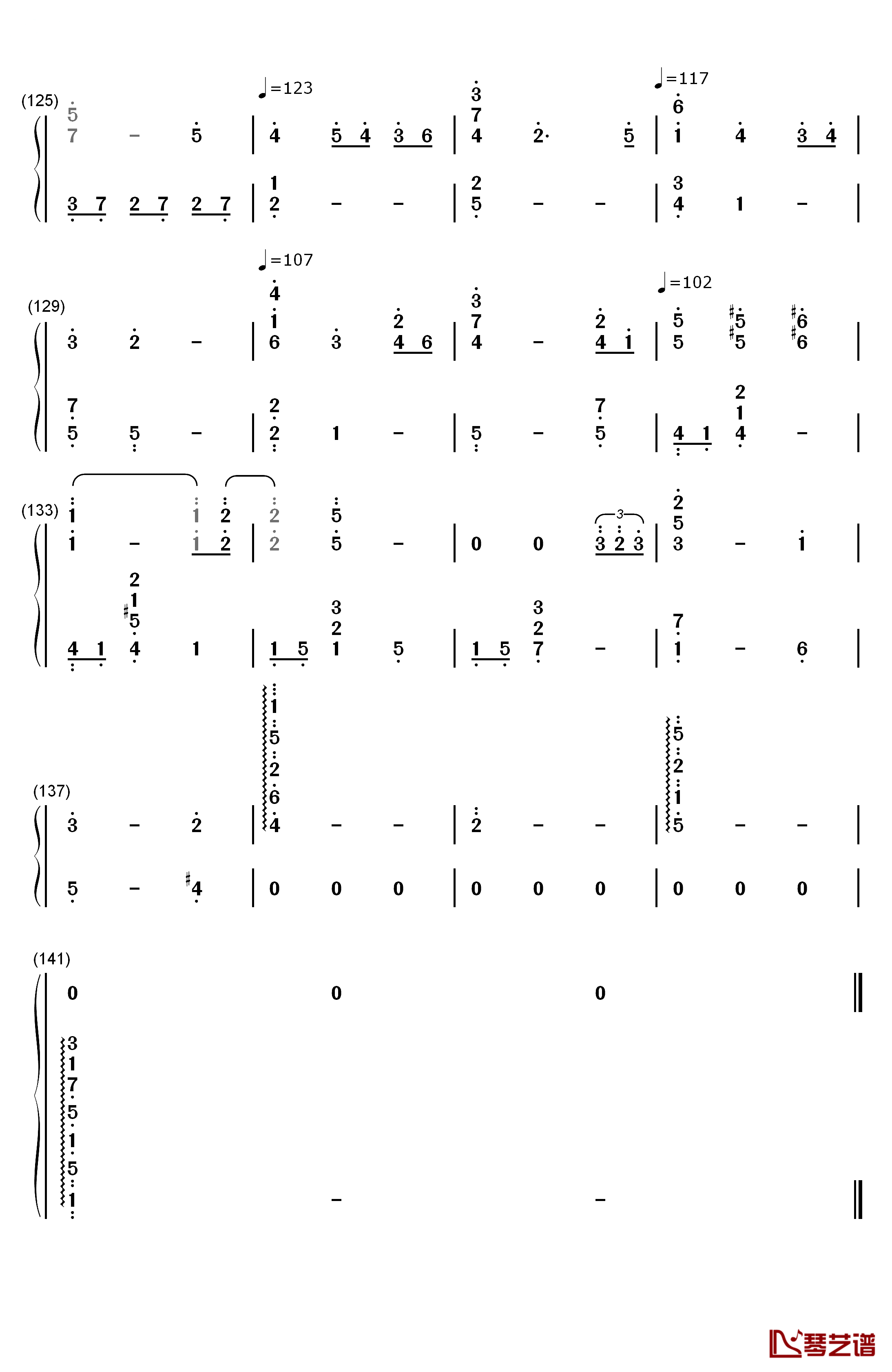 世界的约定钢琴简谱-数字双手-倍赏千恵子6