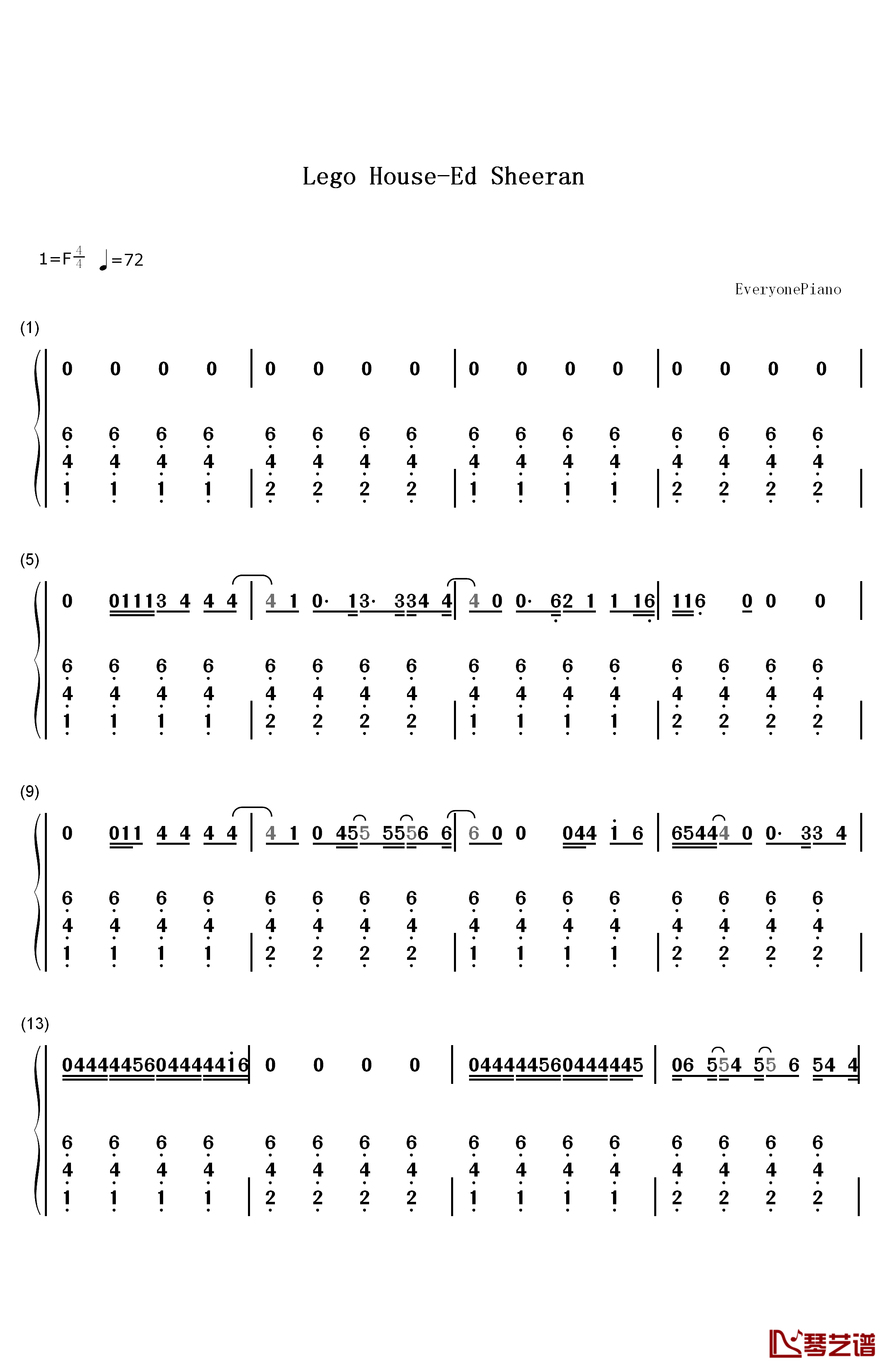 Lego House钢琴简谱-数字双手-Ed Sheeran1