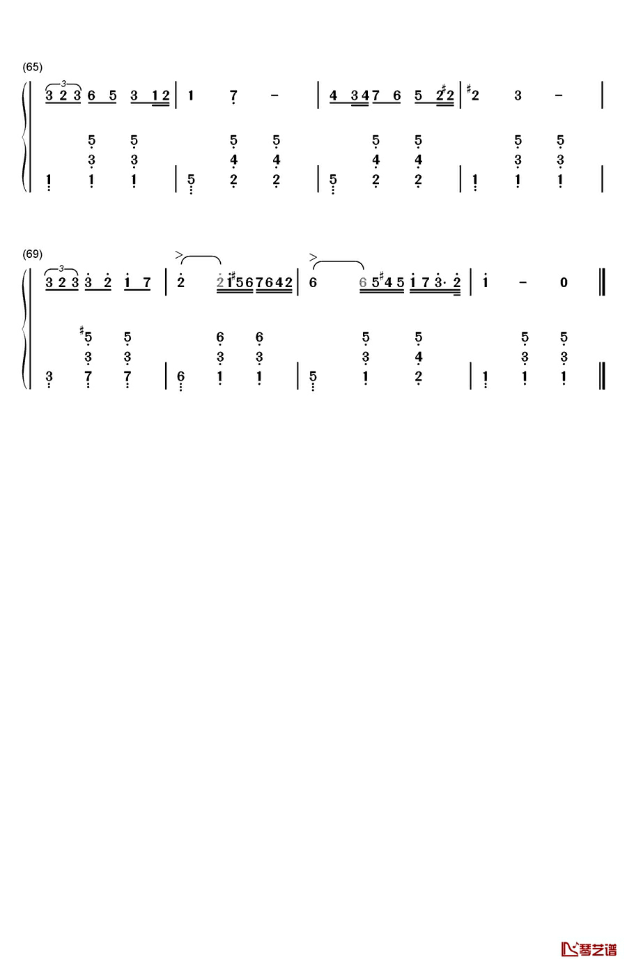 思乡钢琴简谱-数字双手-杰曼5