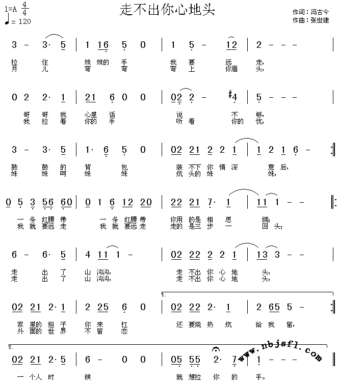 走不出你心地头简谱1