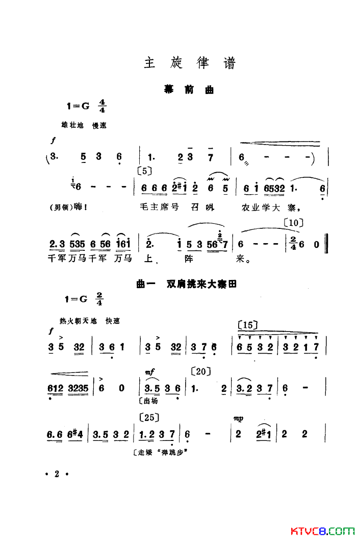 你追我赶学大寨舞蹈音乐简谱-黑龙江省歌舞团演唱1