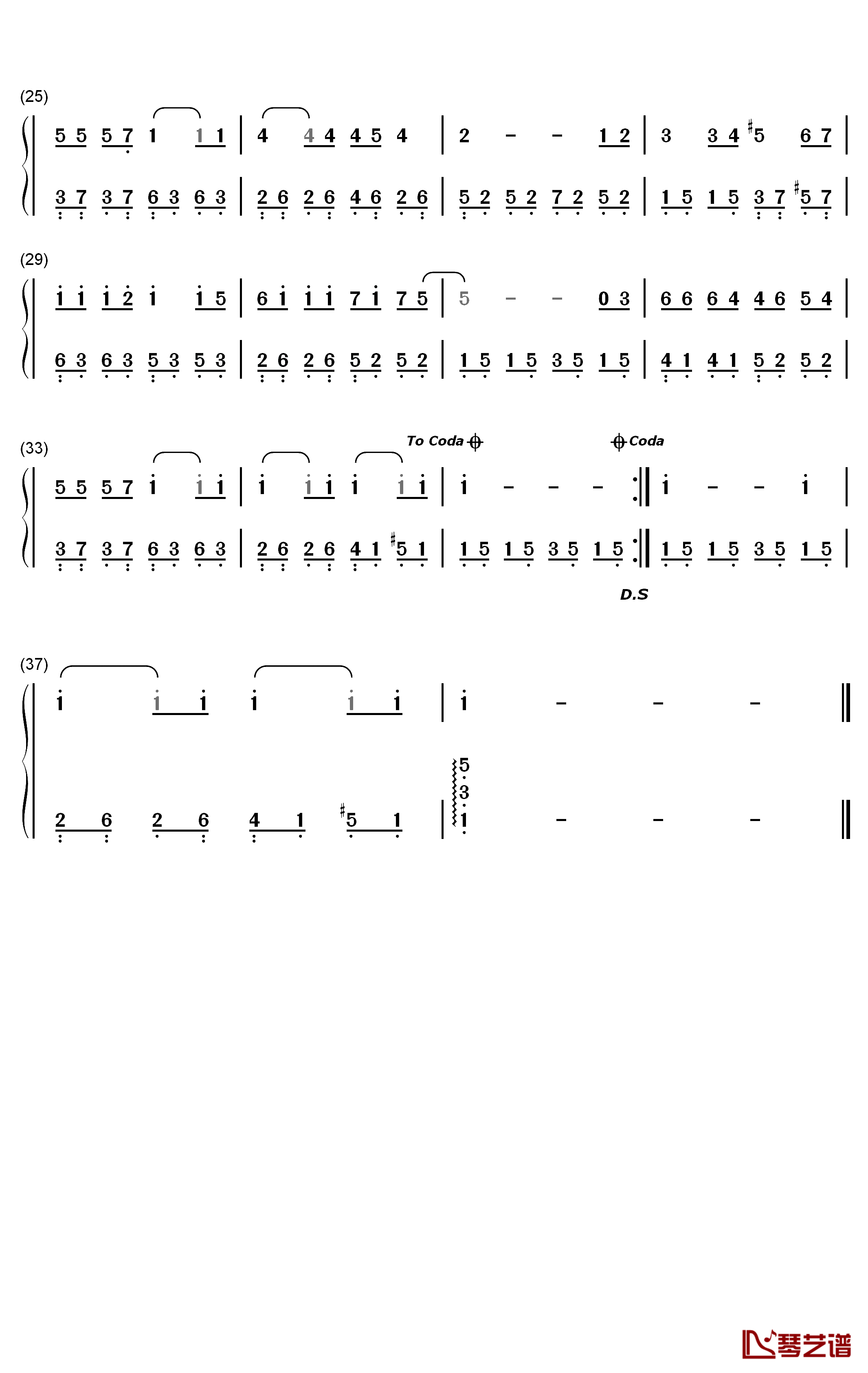 年少心事钢琴简谱-数字双手-王一博2