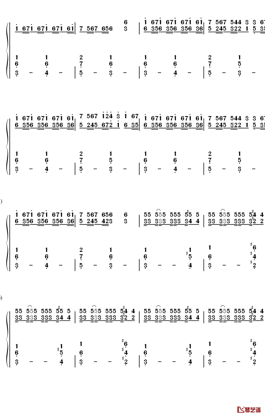 パラジクロロベンゼン钢琴简谱-数字双手-镜音レン7
