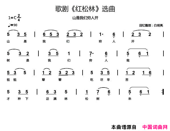 歌剧《红松林》选曲4首简谱1