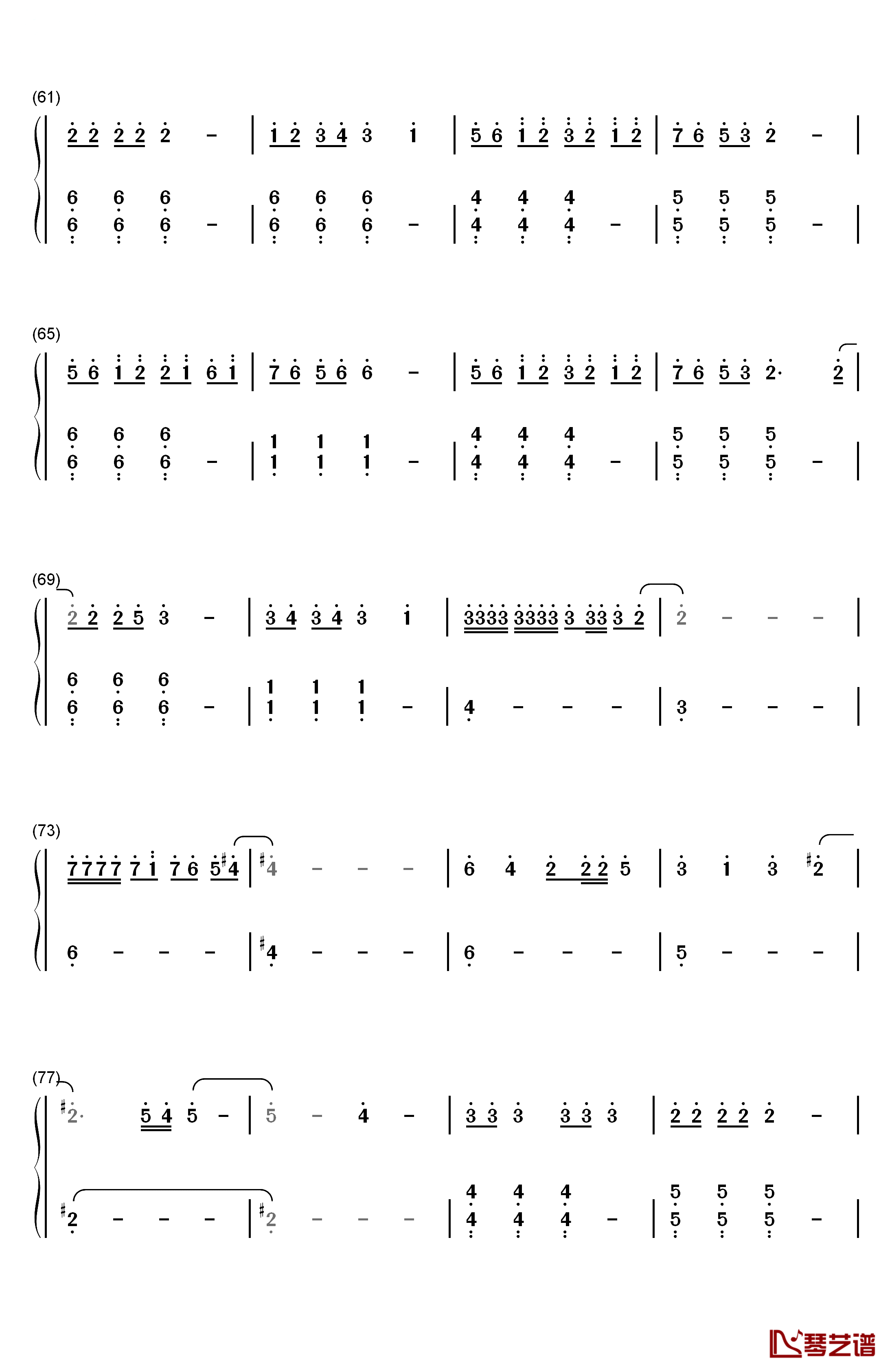 Fascination钢琴简谱-数字双手-周笔畅4