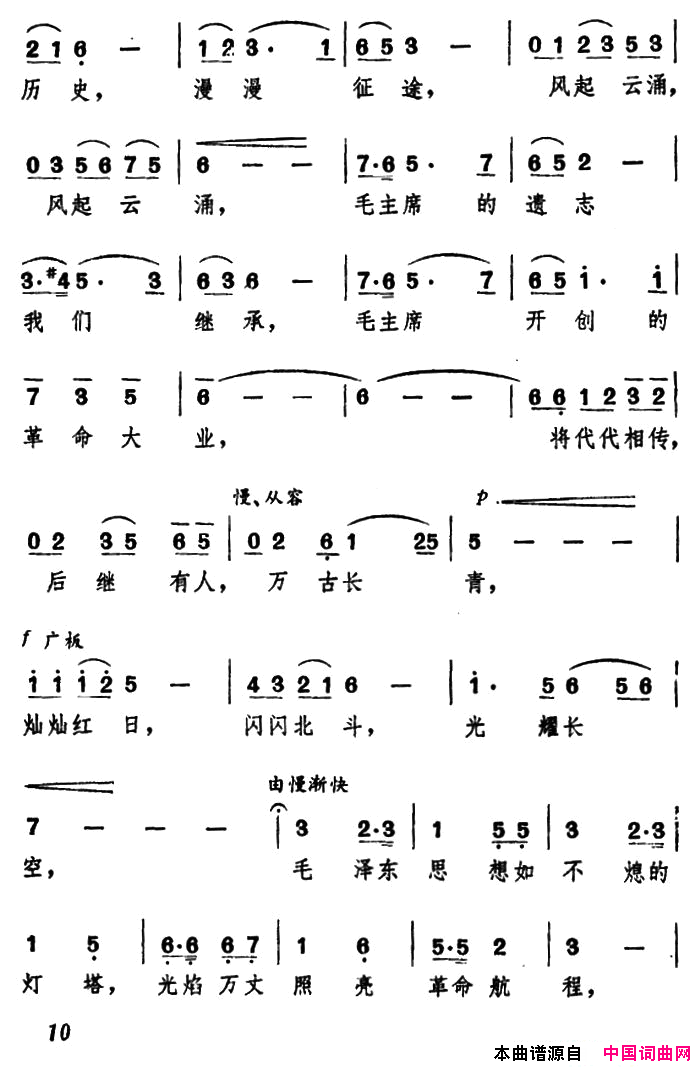 毛主席，您永远活在我们心中简谱1