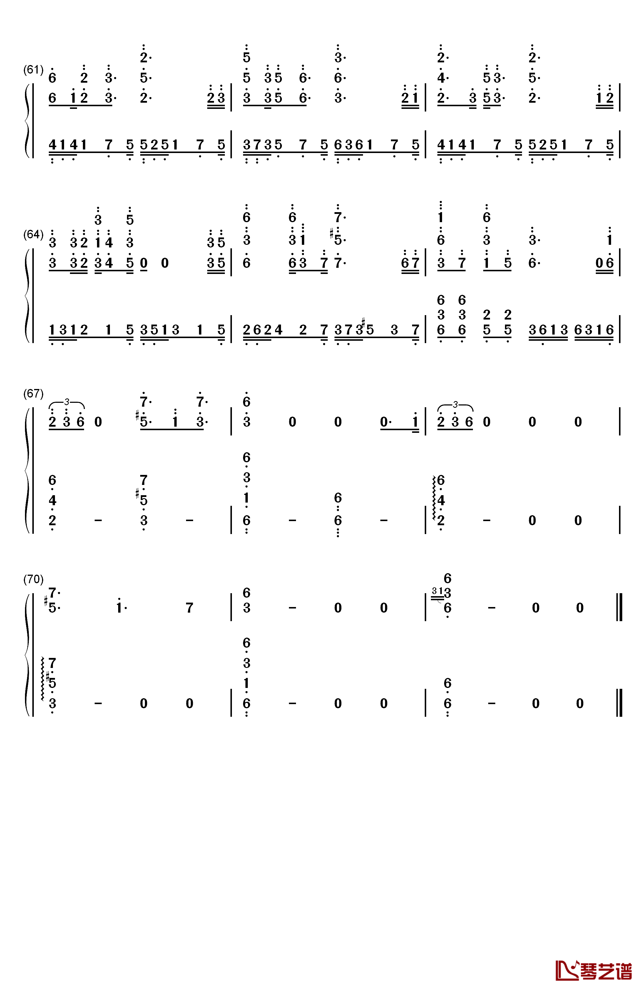 让酒钢琴简谱-数字双手-摩登兄弟刘宇宁5