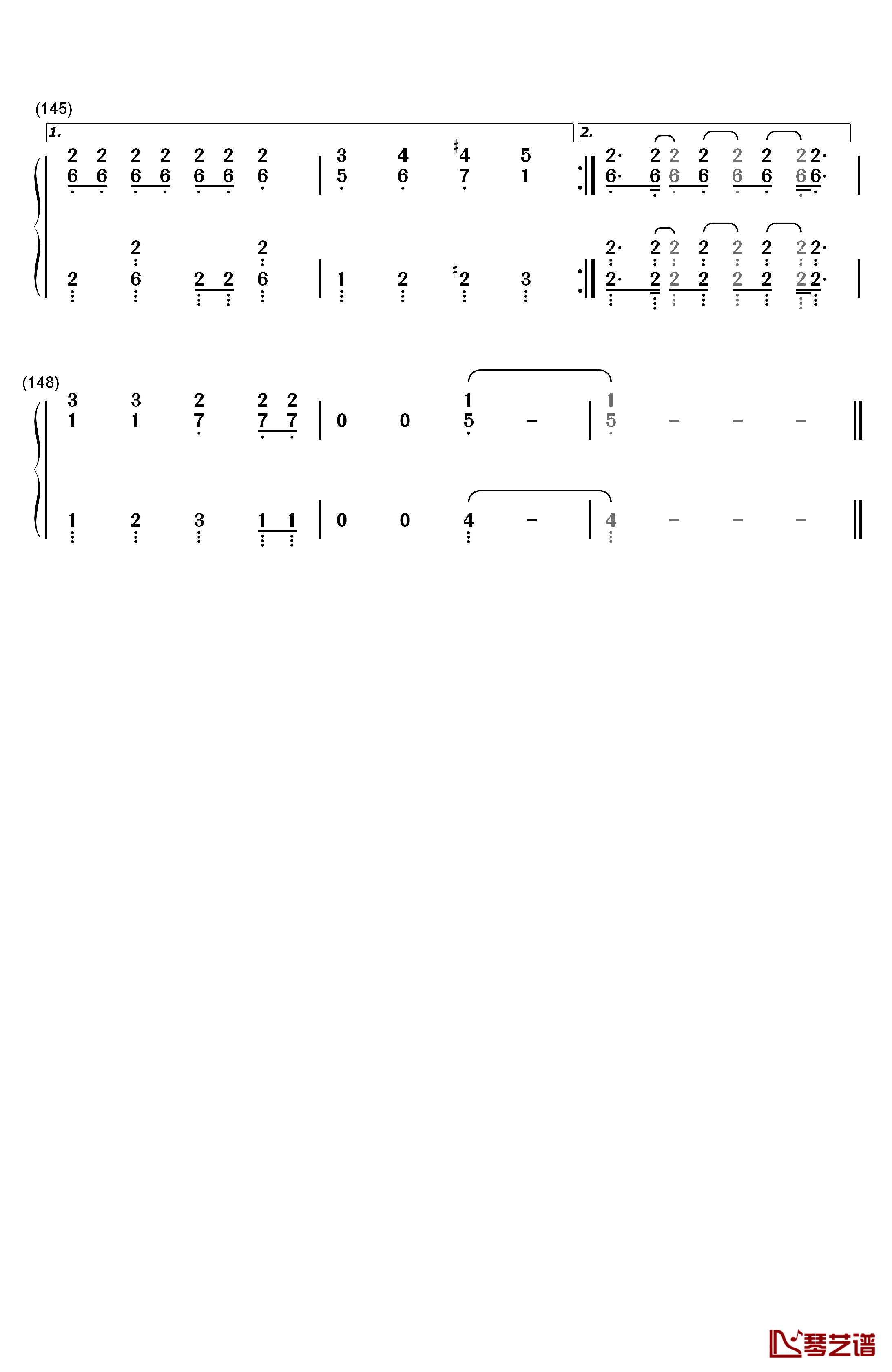 Calc.钢琴简谱-数字双手-初音ミク8