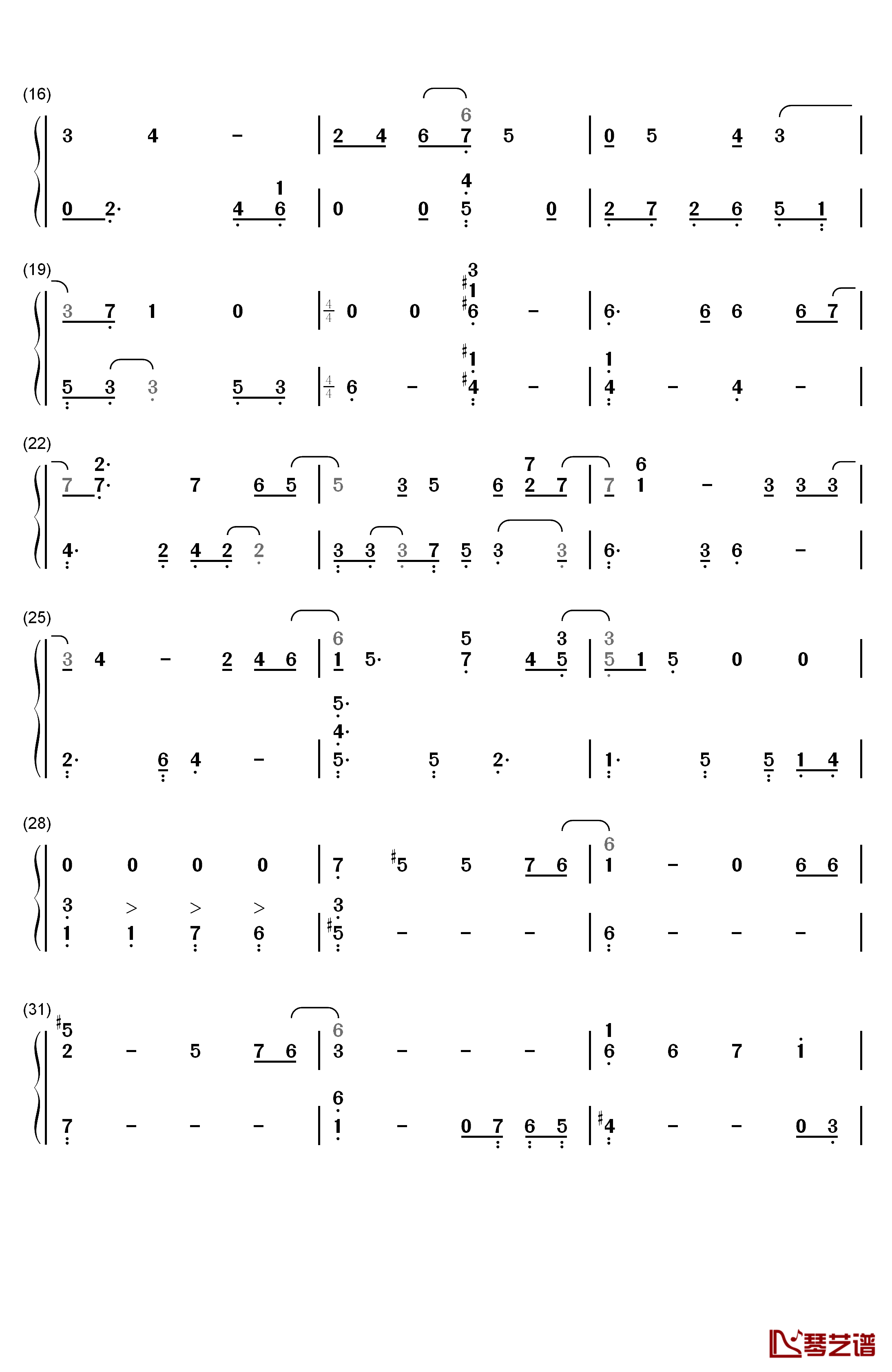 可曾记得爱钢琴简谱-数字双手-饭岛真理2