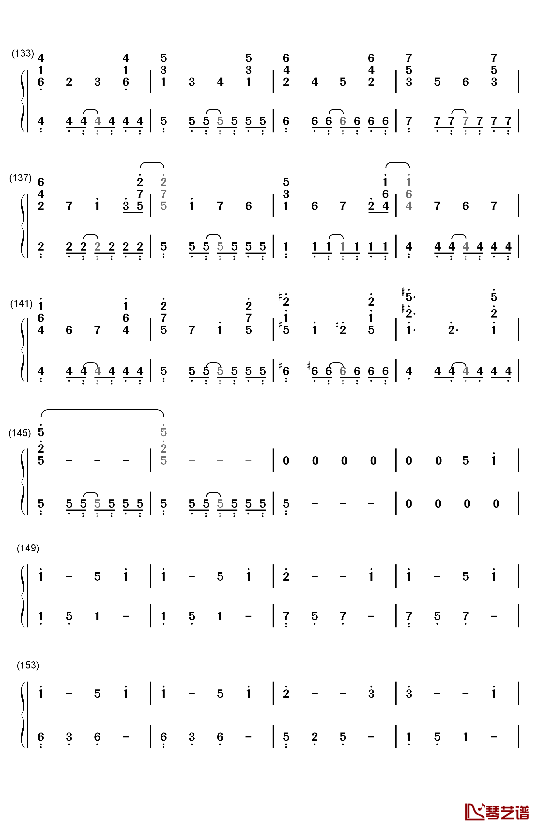 U&I钢琴简谱-数字双手-平泽唯7