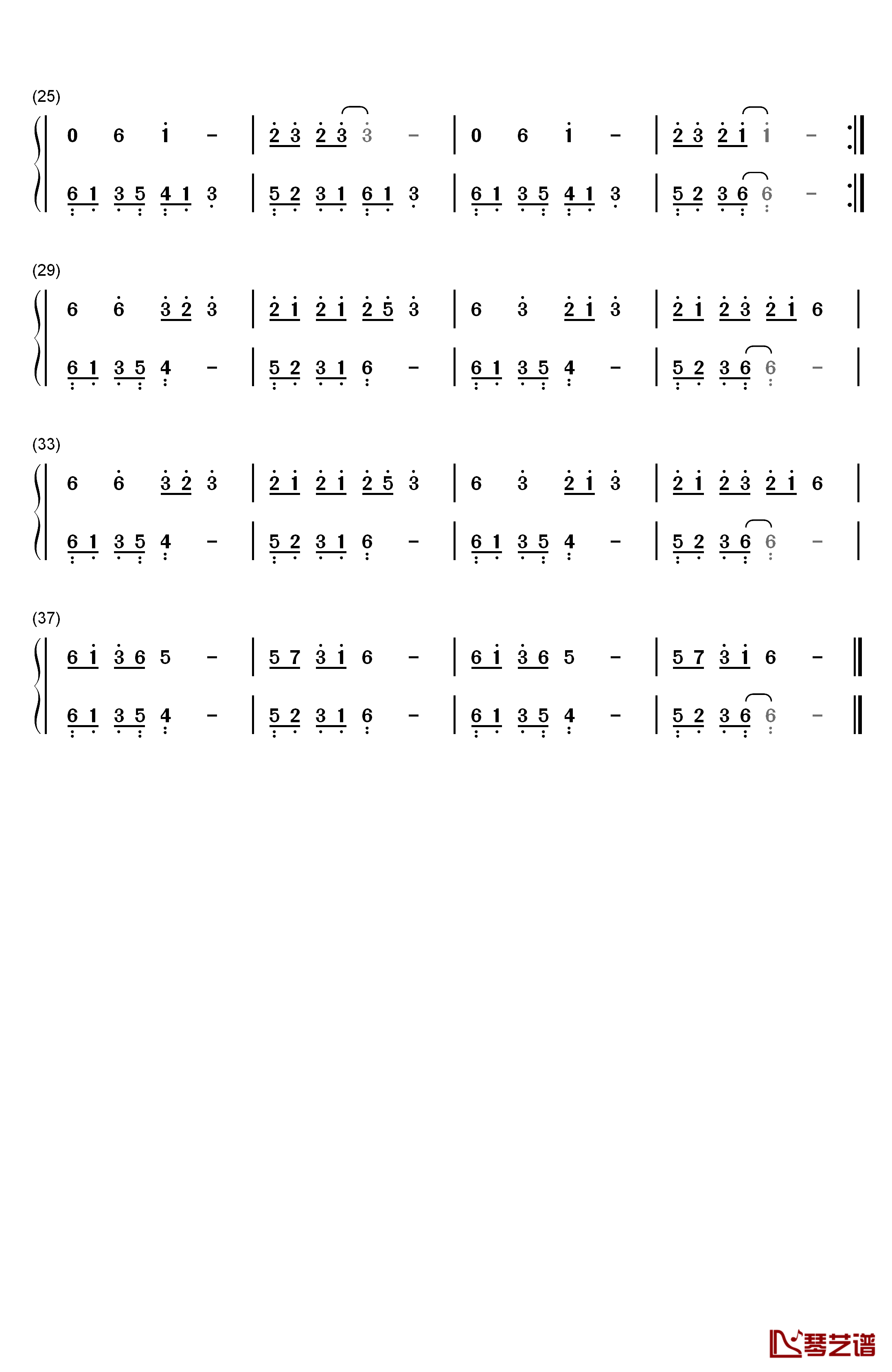 归去来兮钢琴简谱-数字双手-花粥2